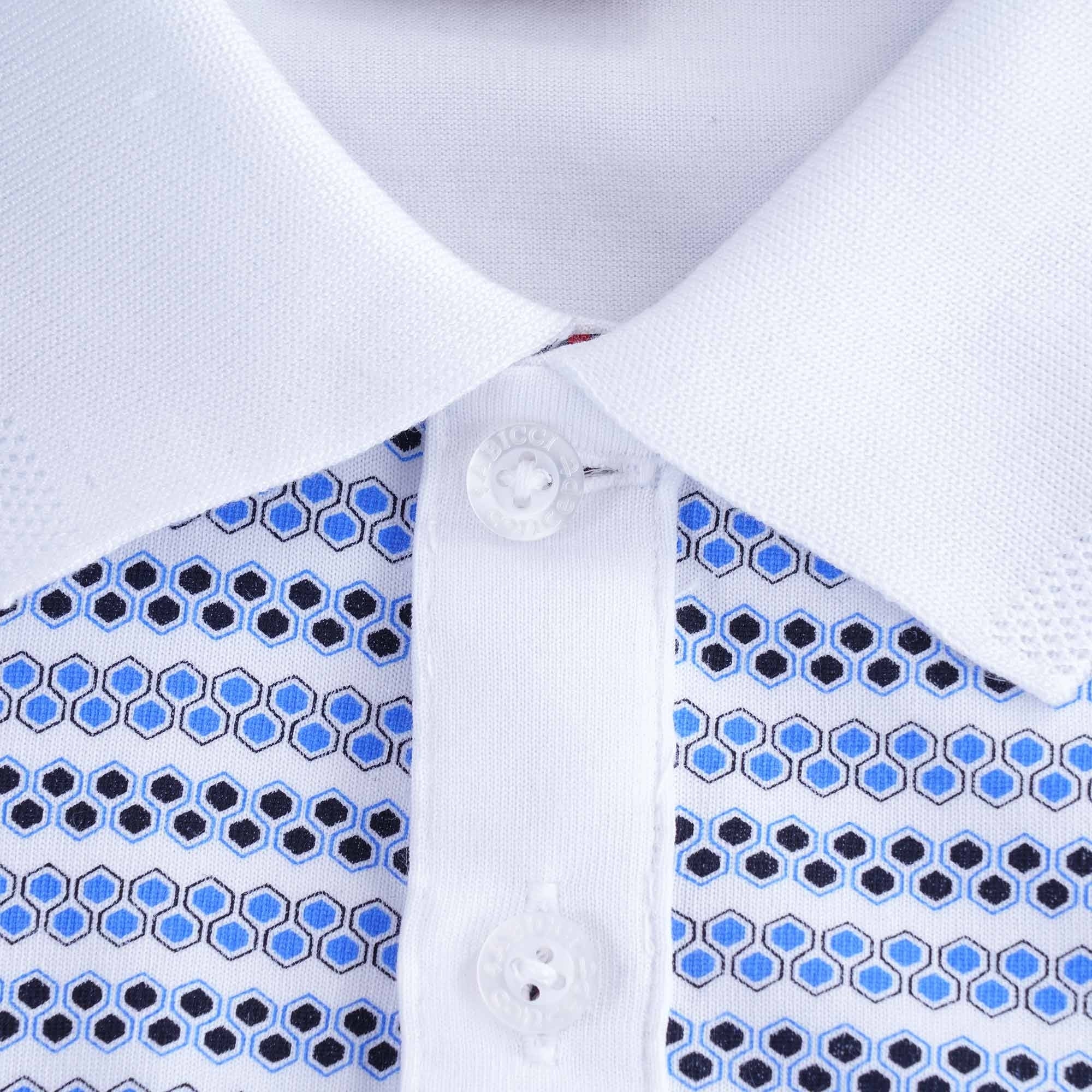 Mills Geometric Design Polo Shirt - White