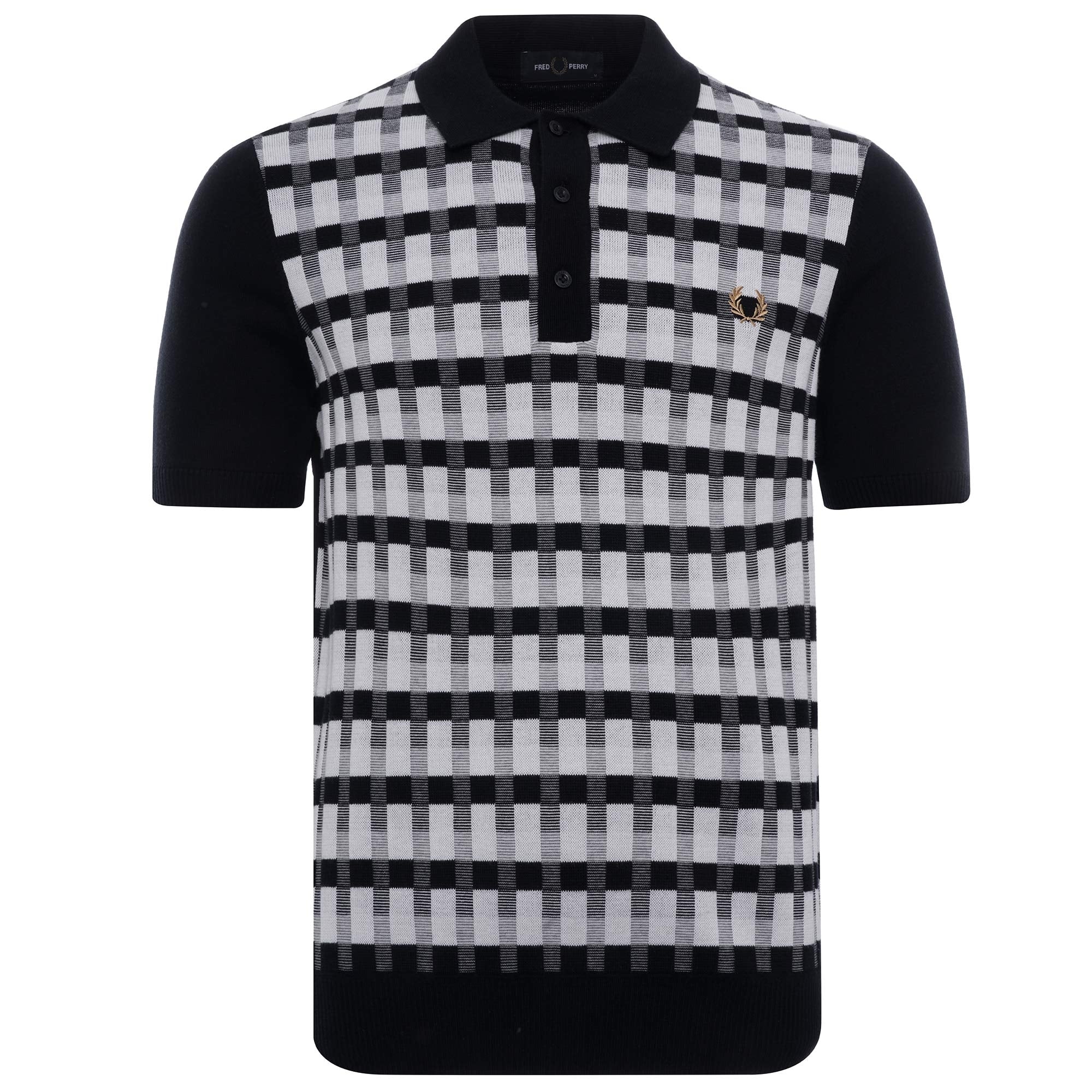 Abstract Check Knitted Shirt - Navy