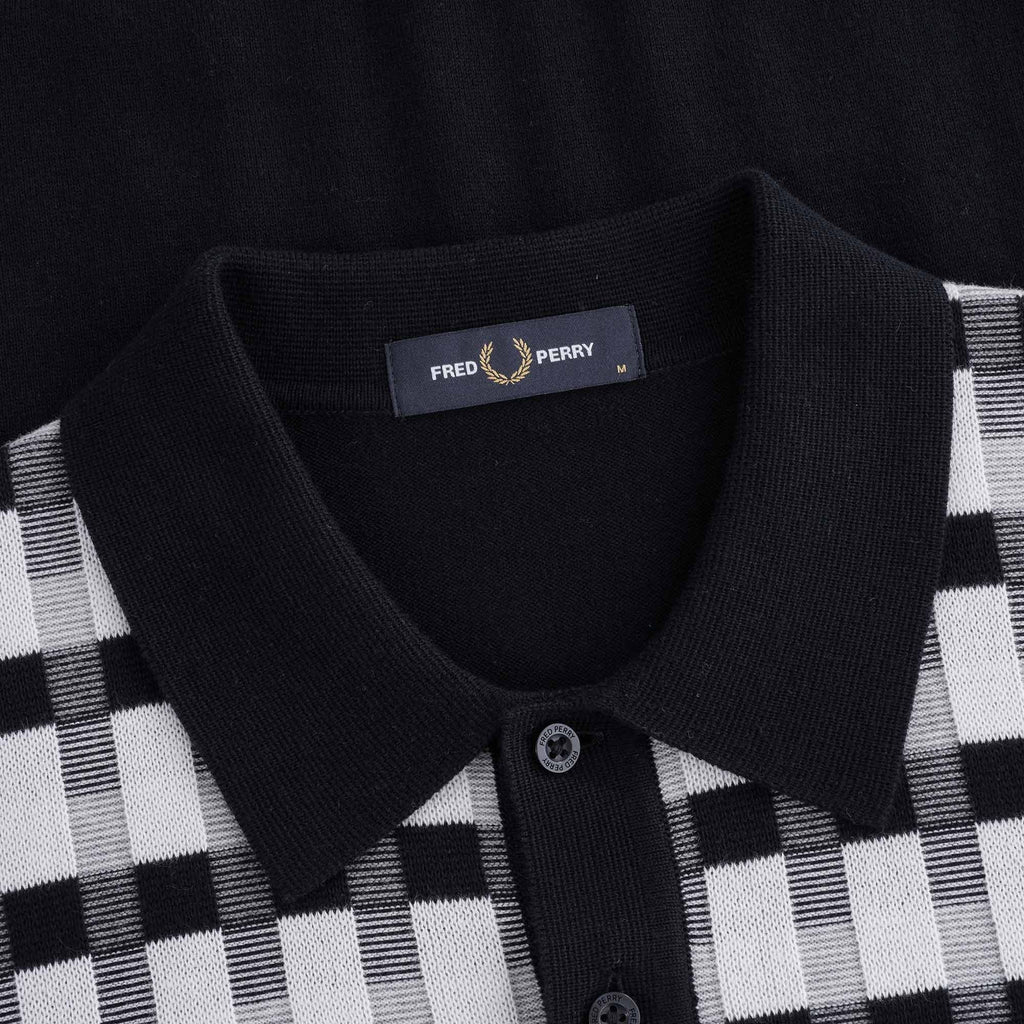 Abstract Check Knitted Shirt - Navy