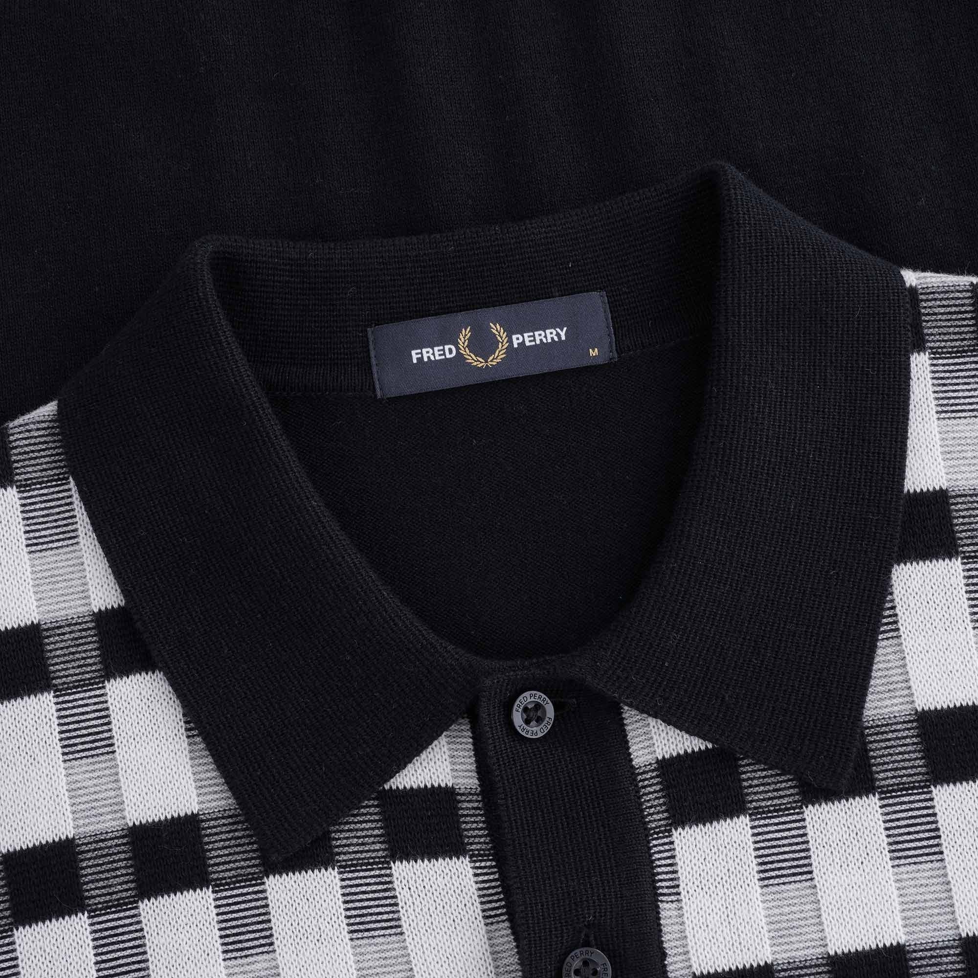 Abstract Check Knitted Shirt - Navy