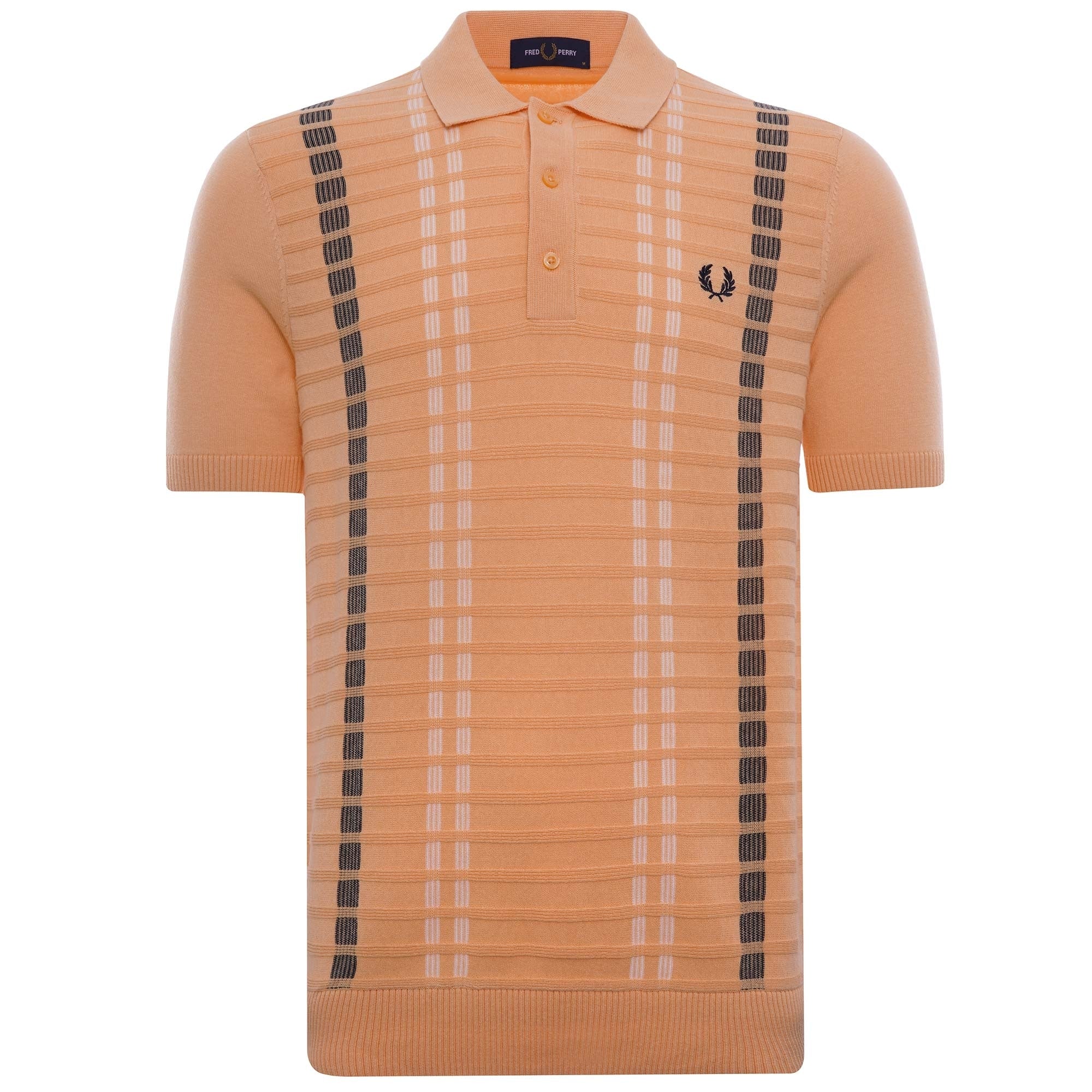 Fred Perry Abstract Check Knitted Shirt - Light Coral – Stuarts London