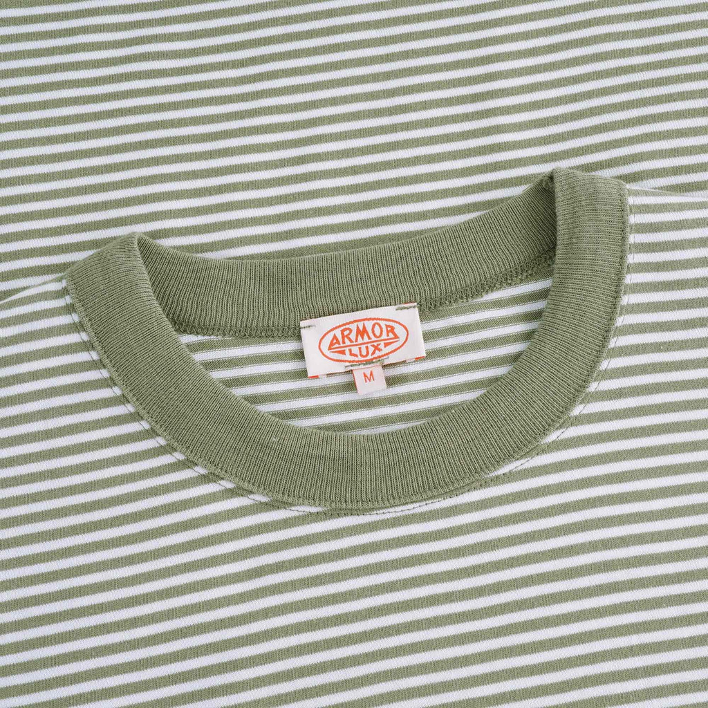 Striped Heritage T-Shirt - Fern/Blanc