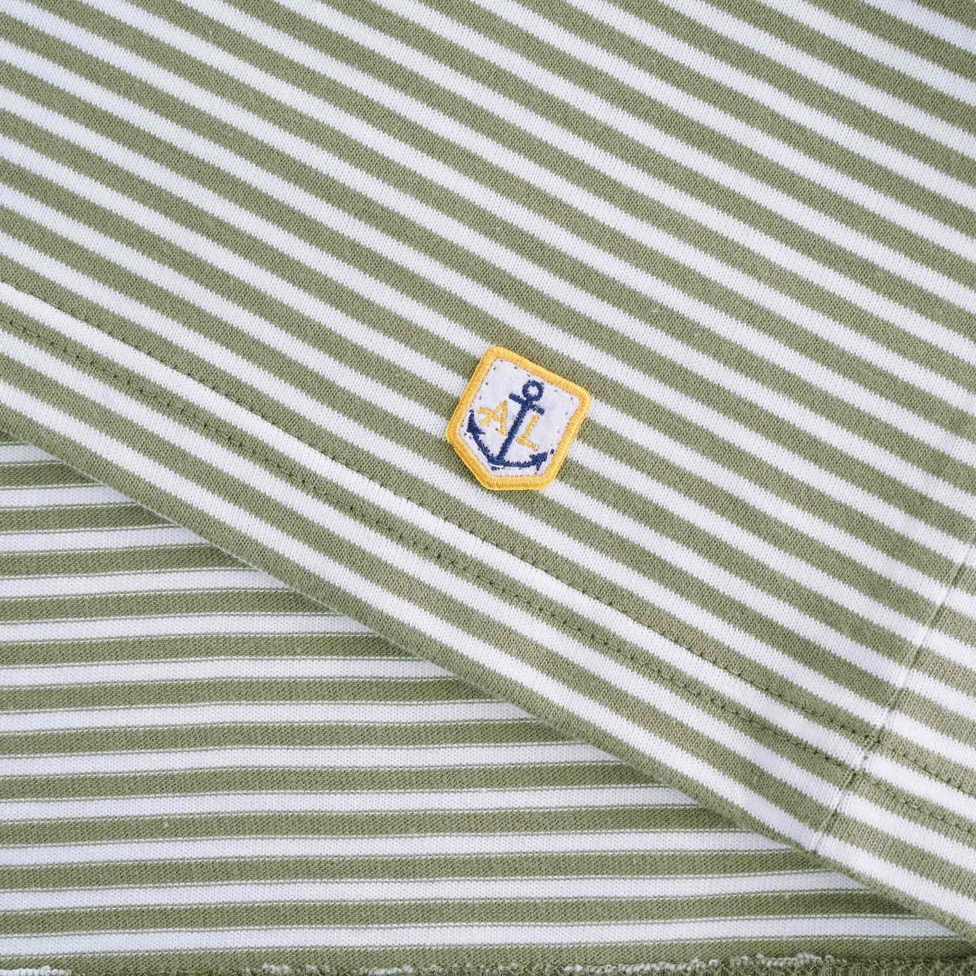 Striped Heritage T-Shirt - Fern/Blanc