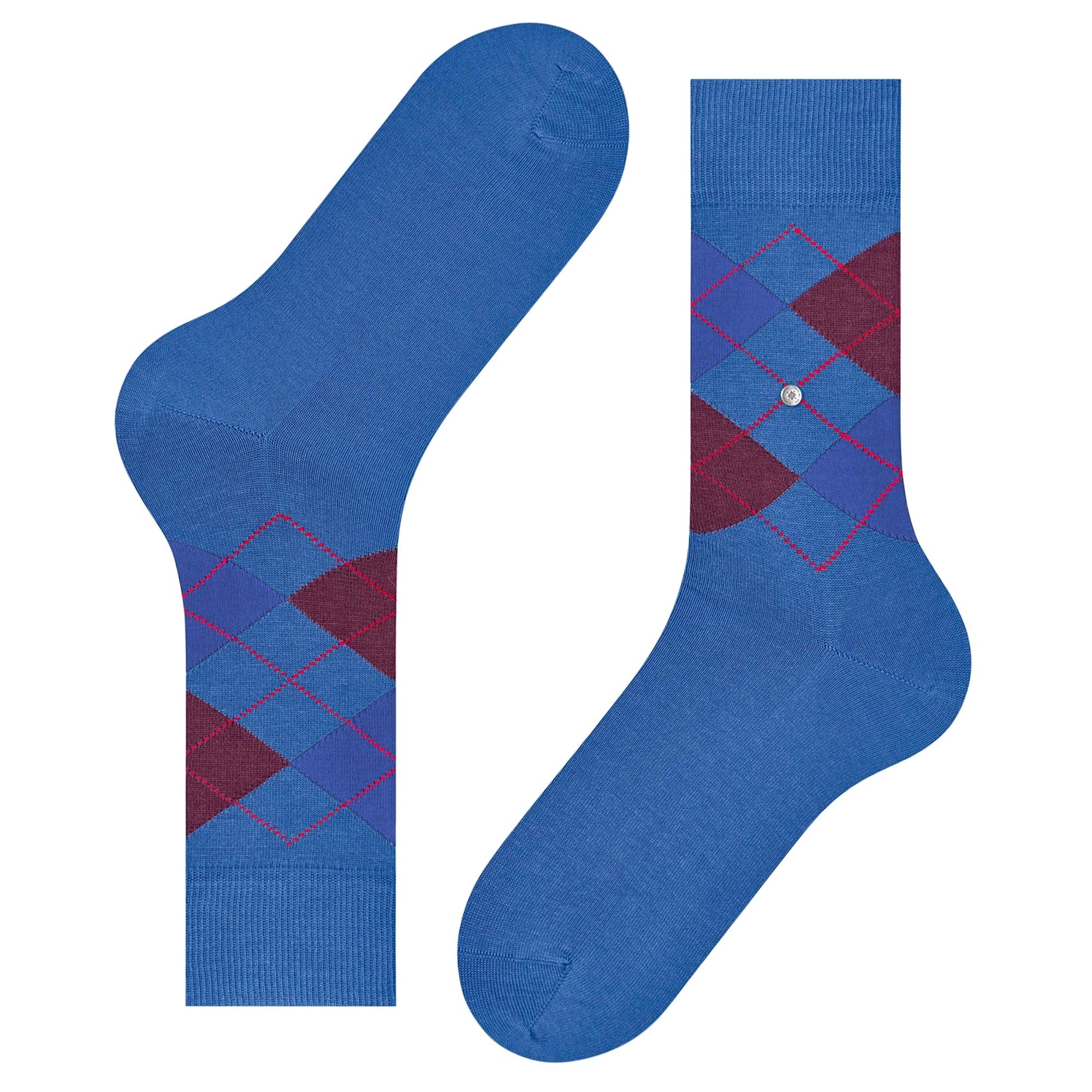 Manchester Mercerised Cotton Socks - Blue/Burgundy