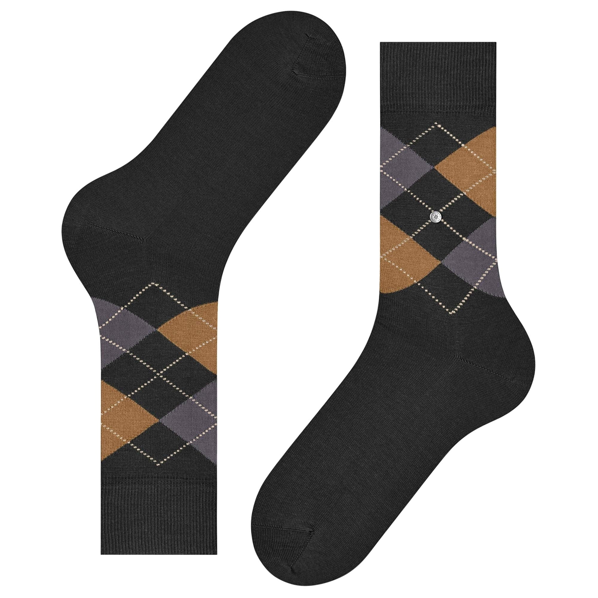 Manchester Mercerised Cotton Socks - Black/Tan