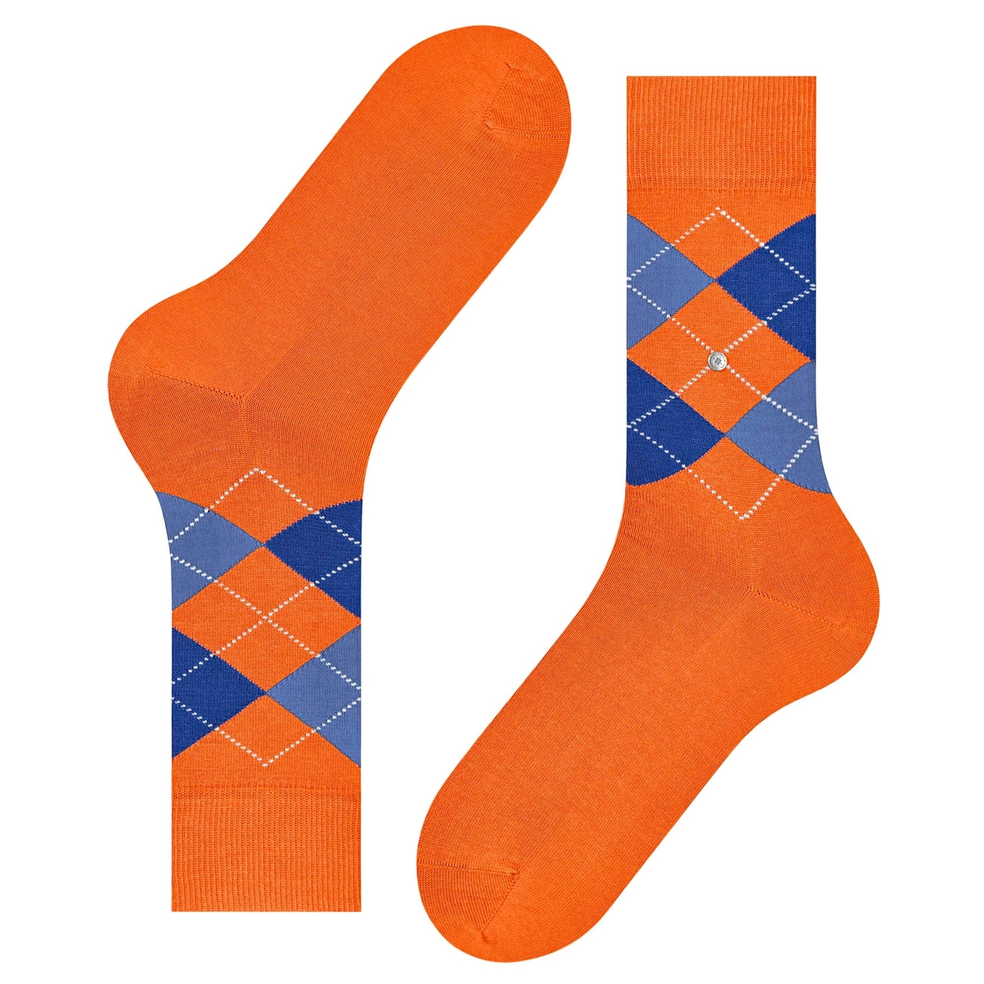 Manchester Mercerised Cotton Socks - Coral/Blue
