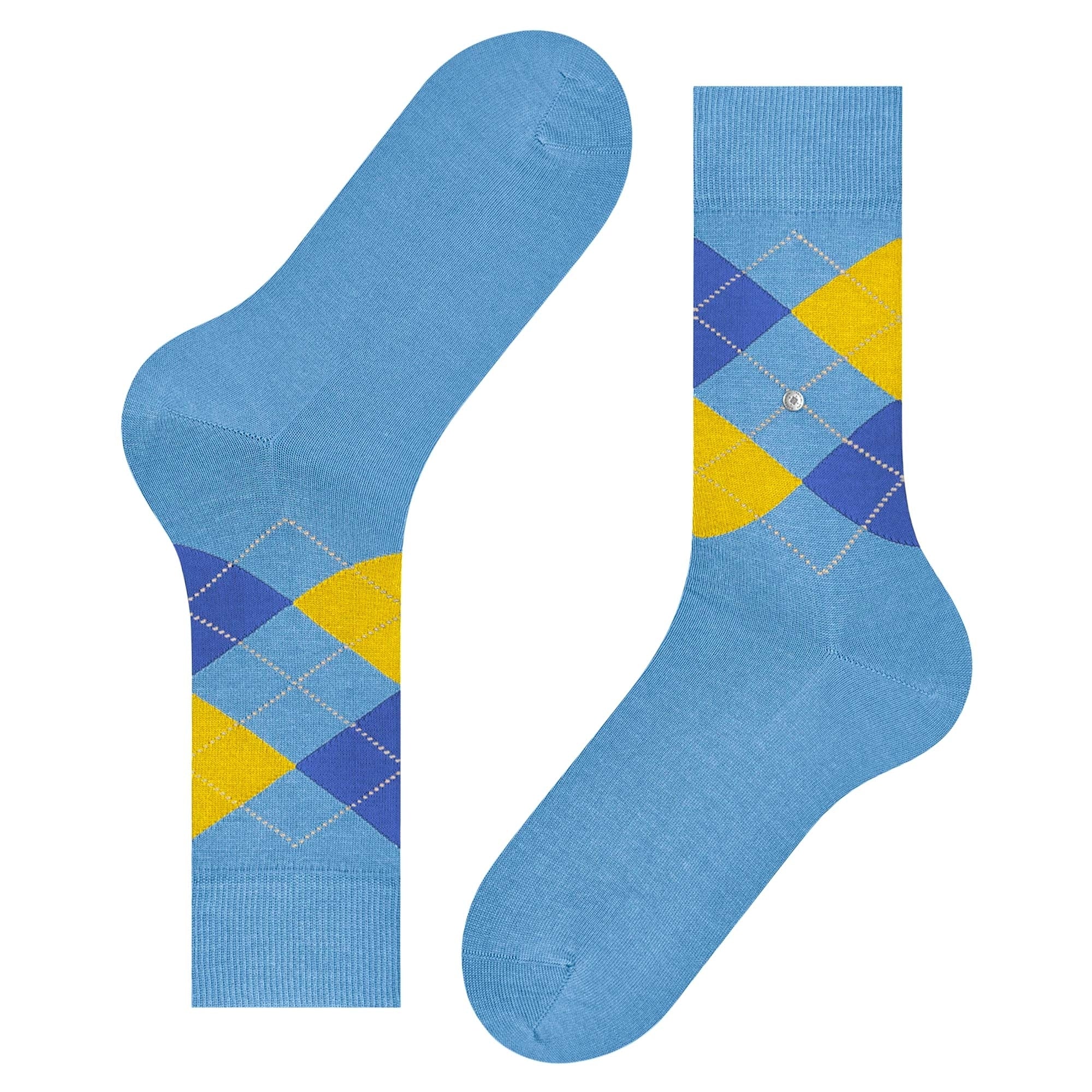 Manchester Mercerised Cotton Socks - Aqua/Yellow