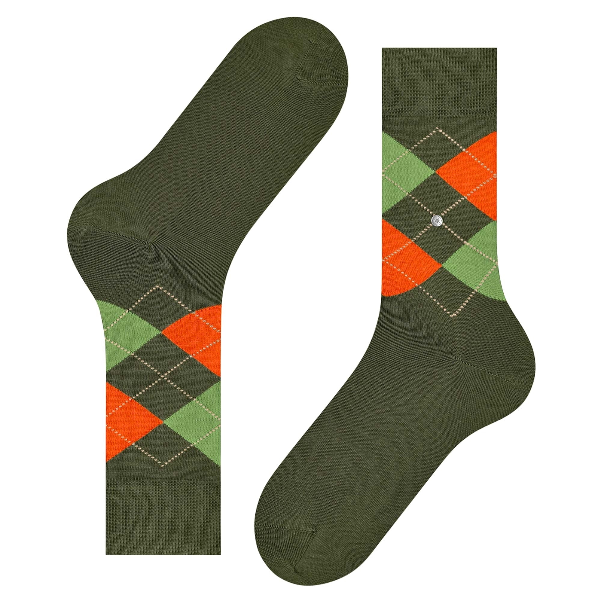 Manchester Mercerised Cotton Socks - Khaki/Orange