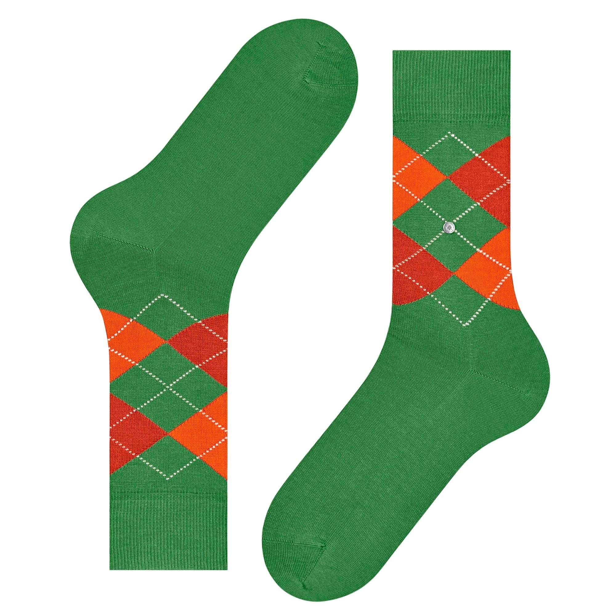 Manchester Mercerised Cotton Socks - Green/Orange