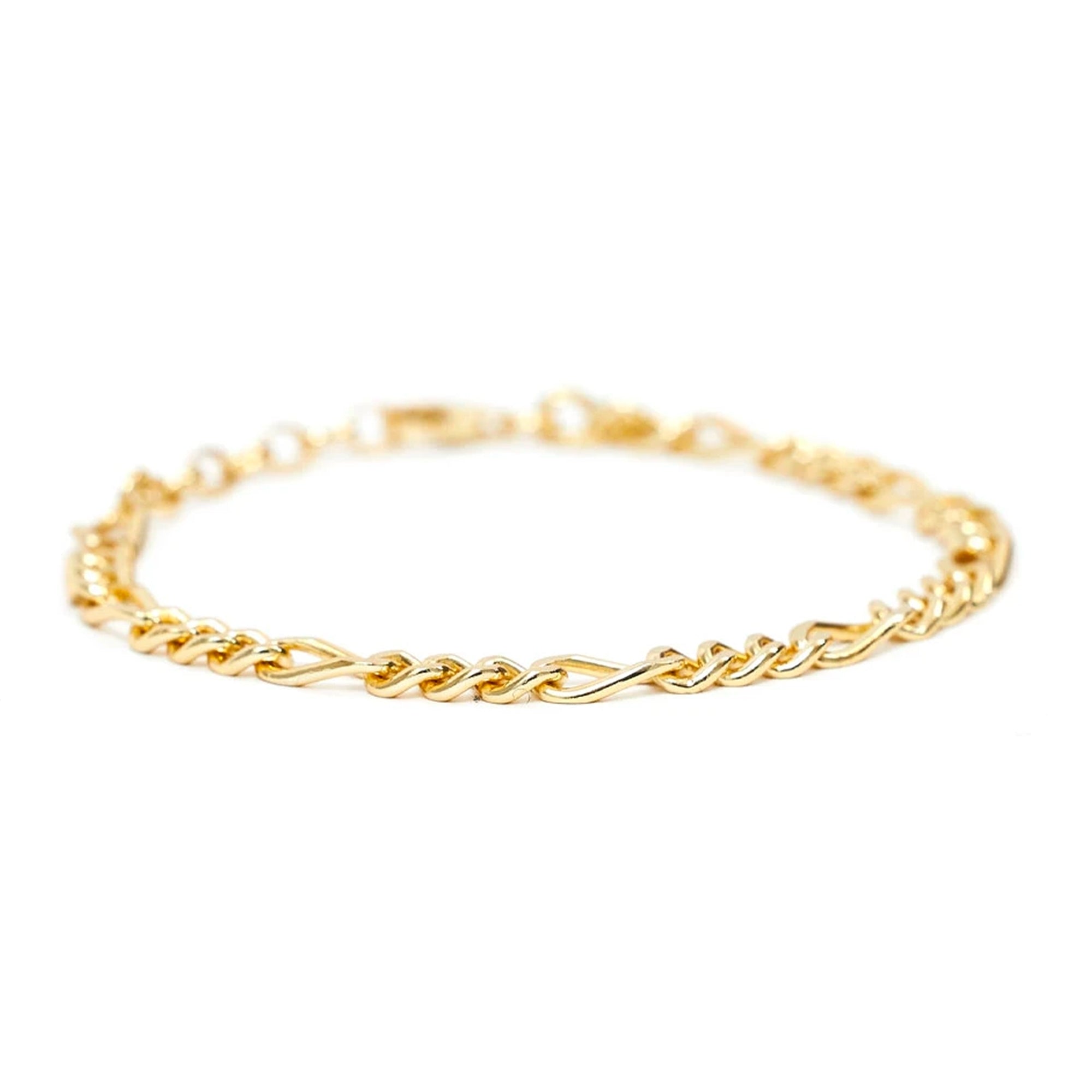 Gold Plated Silver Figaro Bracelet - Gold