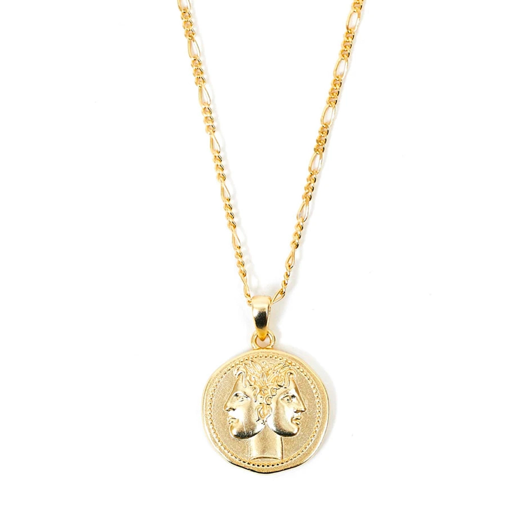 Gold Plated Silver Janus Necklace - Gold