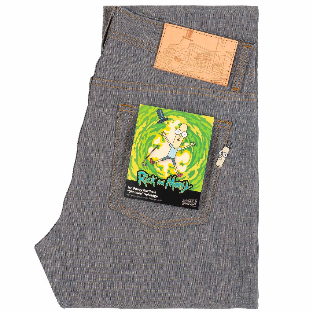 x Rick & Morty Easy Guy Mr. Poopy Butthole "Ohh Wee" Selvedge - Indigo