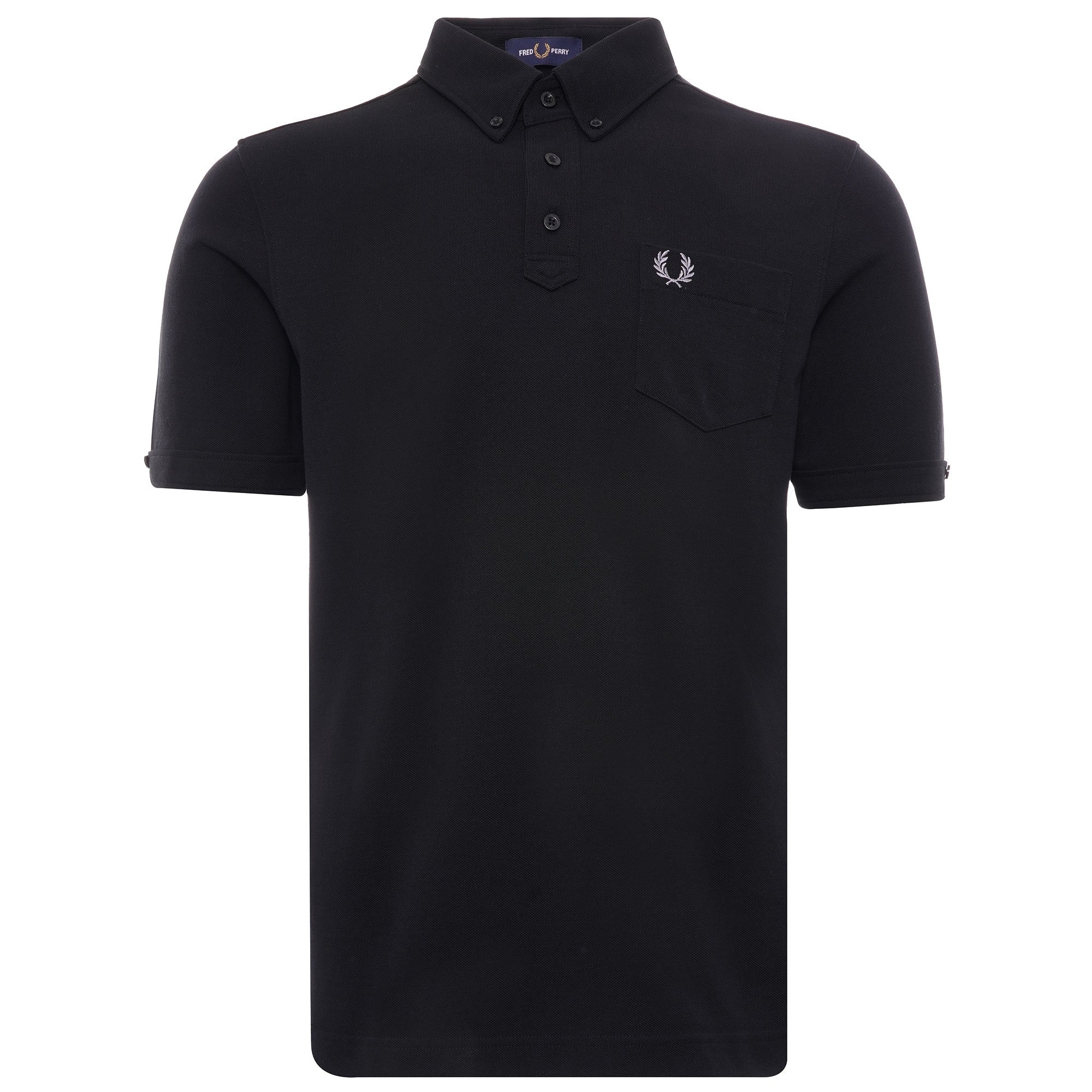 Button Down Collar Polo Shirt - Black