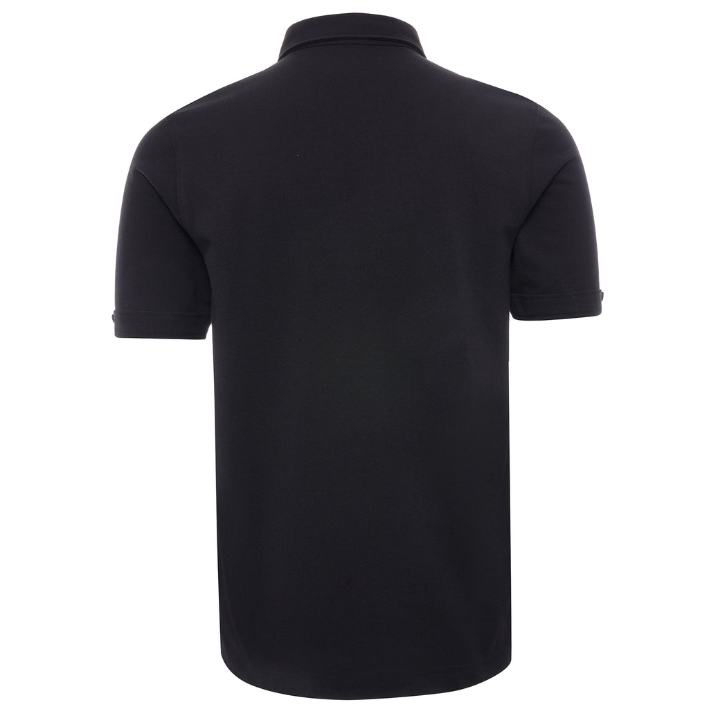 Button Down Collar Polo Shirt - Black