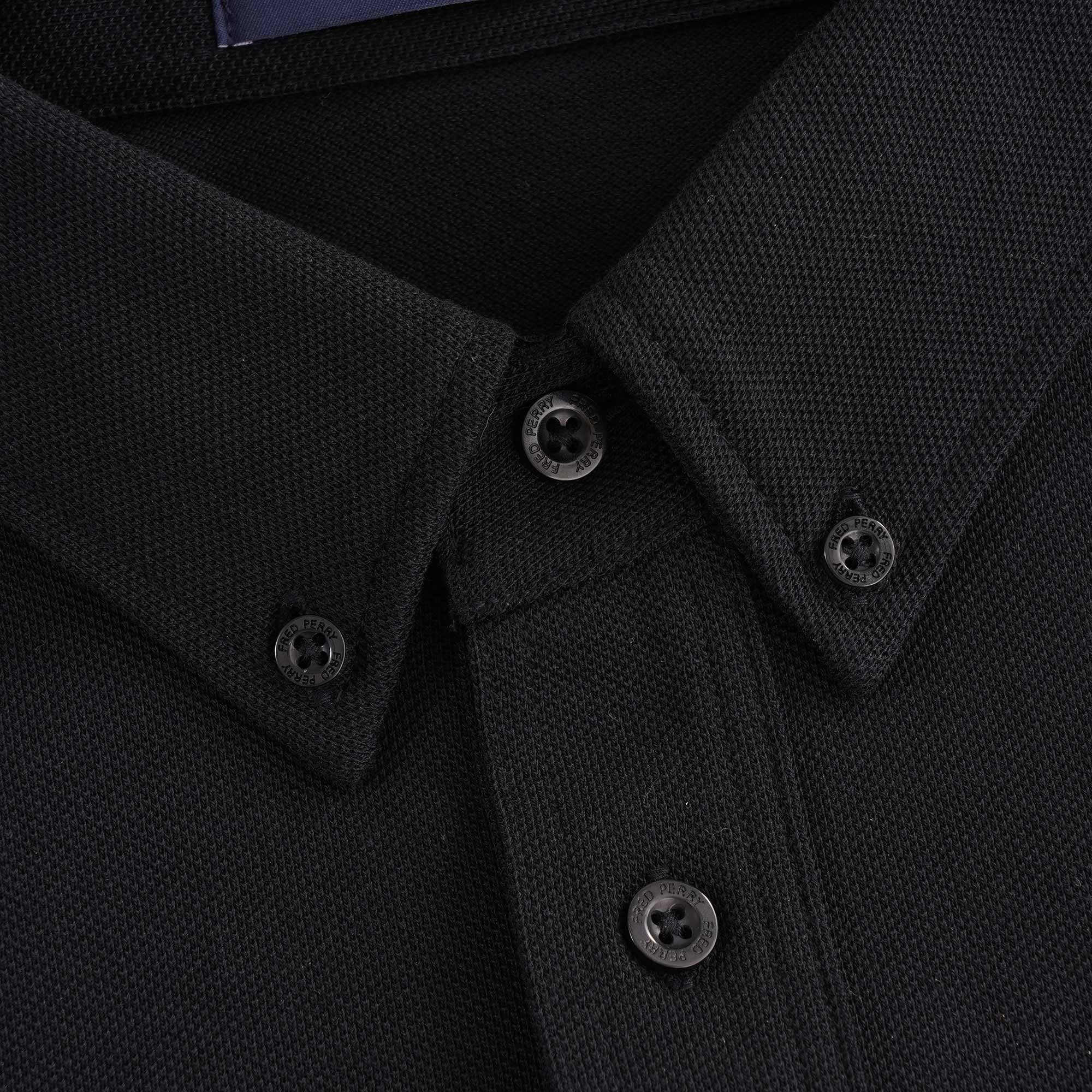 Button Down Collar Polo Shirt - Black