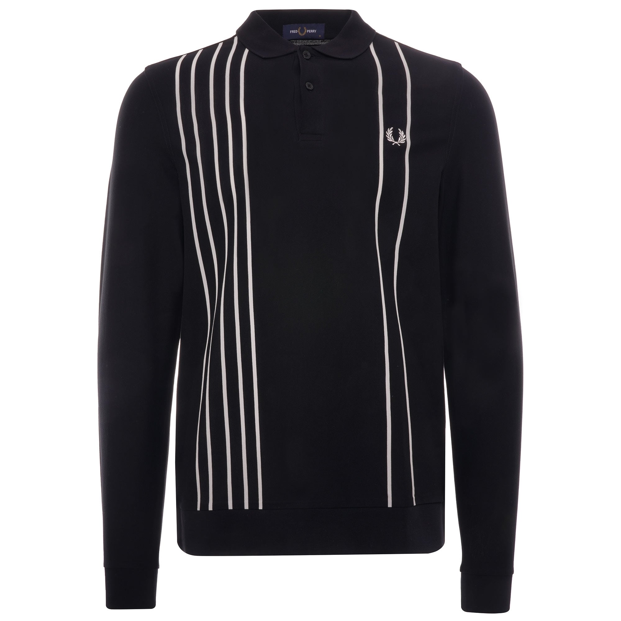 Striped Refined Piqu Polo Shirt - Black