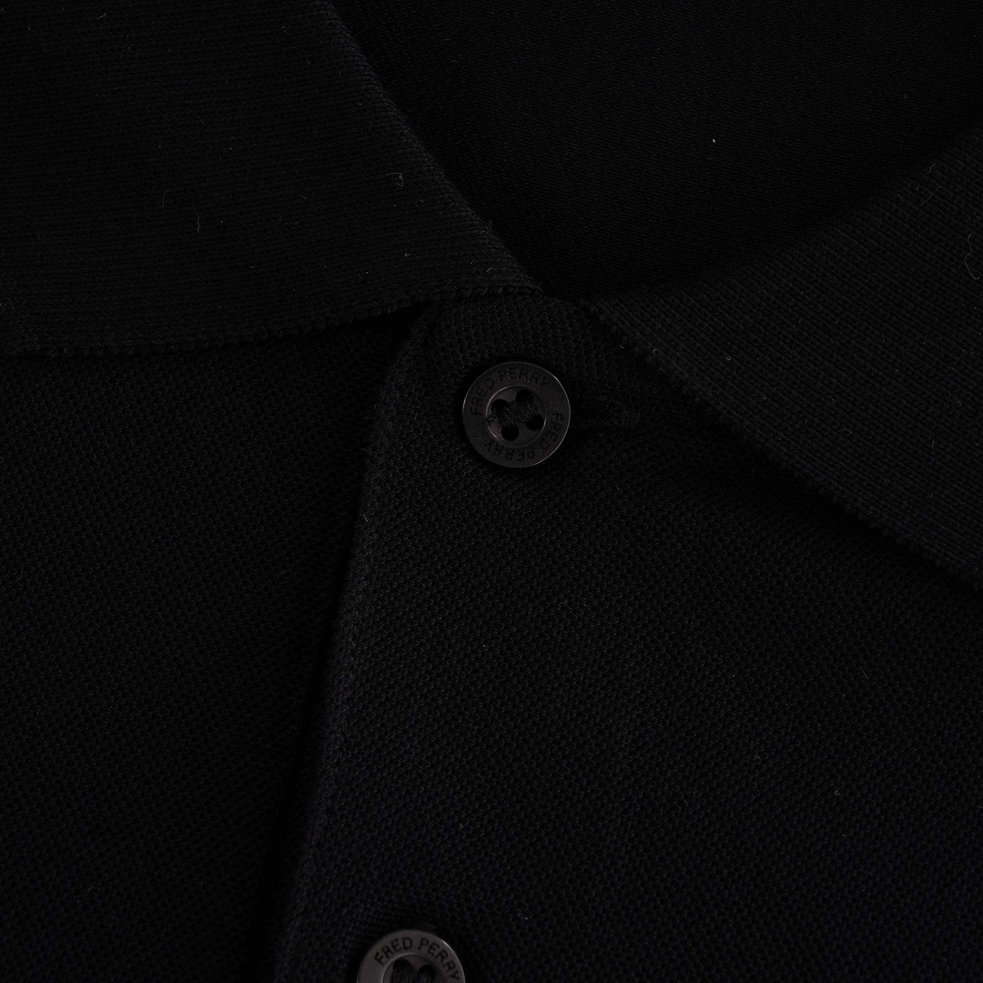 Striped Refined Piqu Polo Shirt - Black