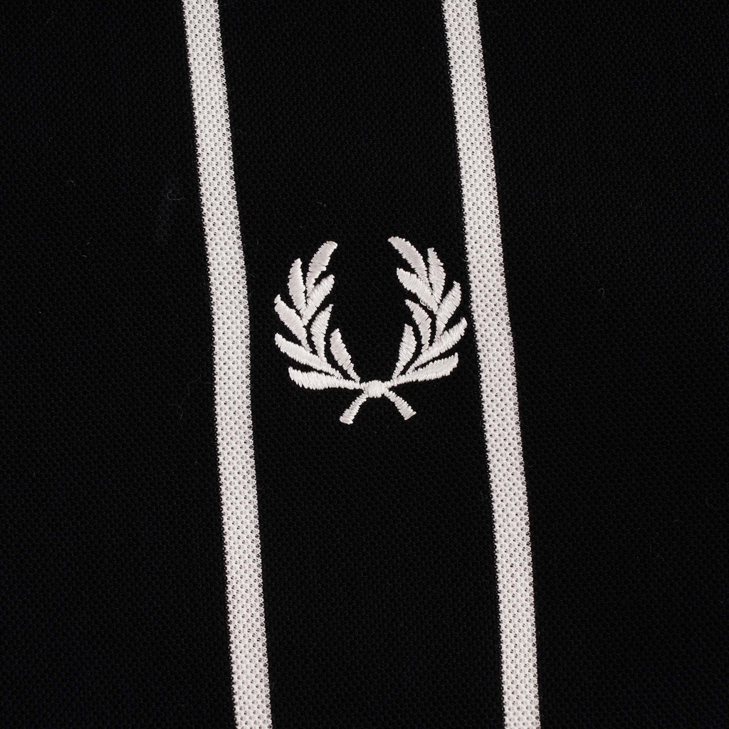 Striped Refined Piqu Polo Shirt - Black