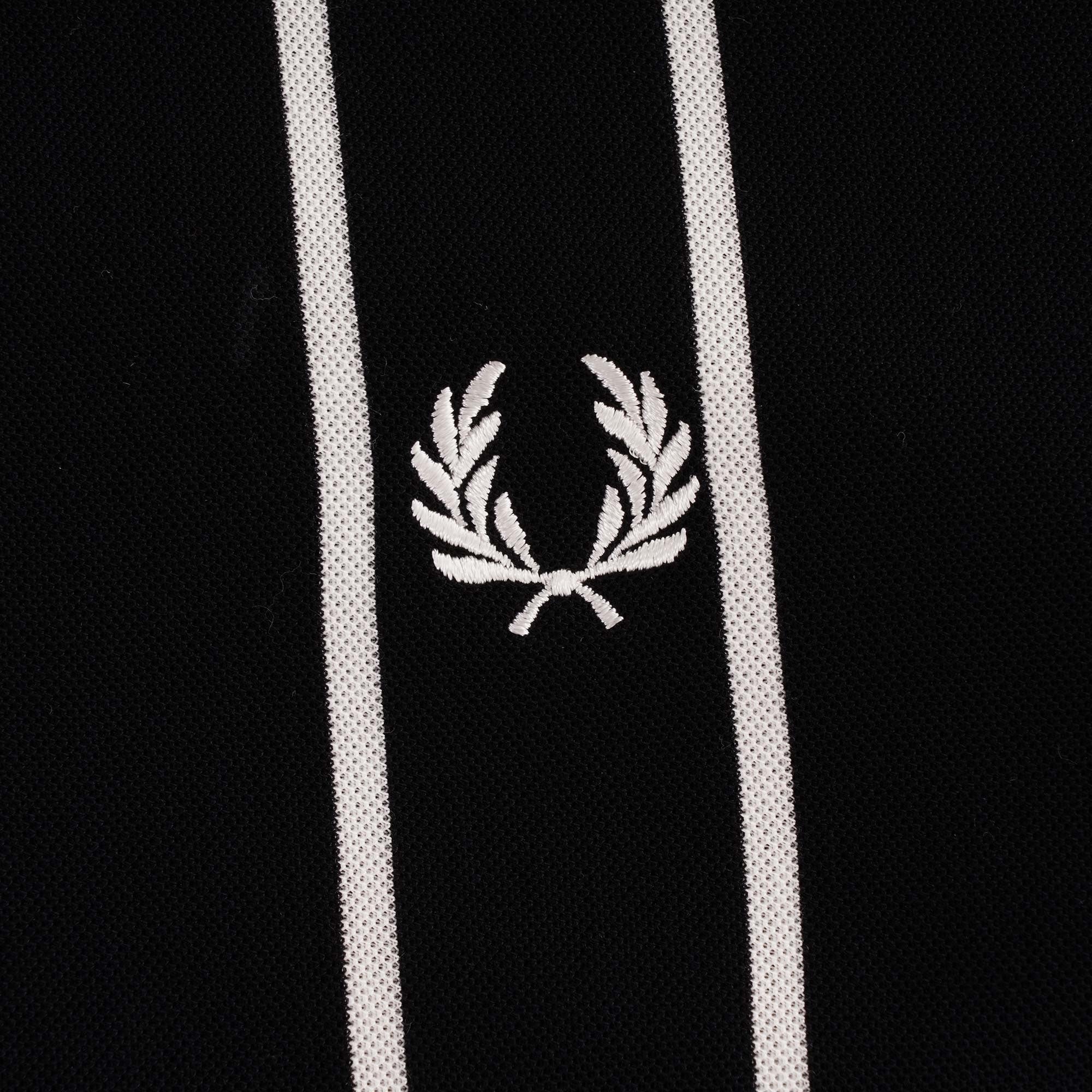Striped Refined Piqu Polo Shirt - Black