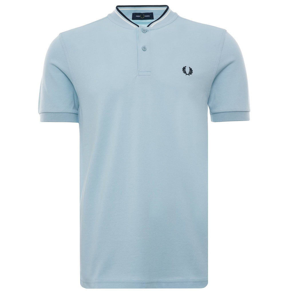 Bomber Collar Piqu Shirt - Chalk Blue