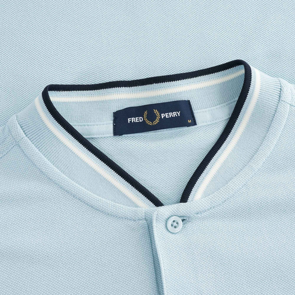 Bomber Collar Piqu Shirt - Chalk Blue