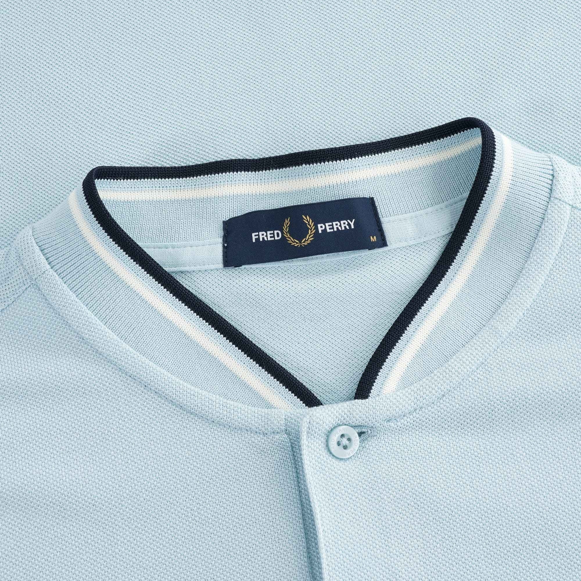 Bomber Collar Piqu Shirt - Chalk Blue