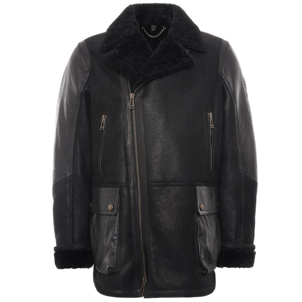 Dennison Jacket Rugged Waxed Shearling - Black