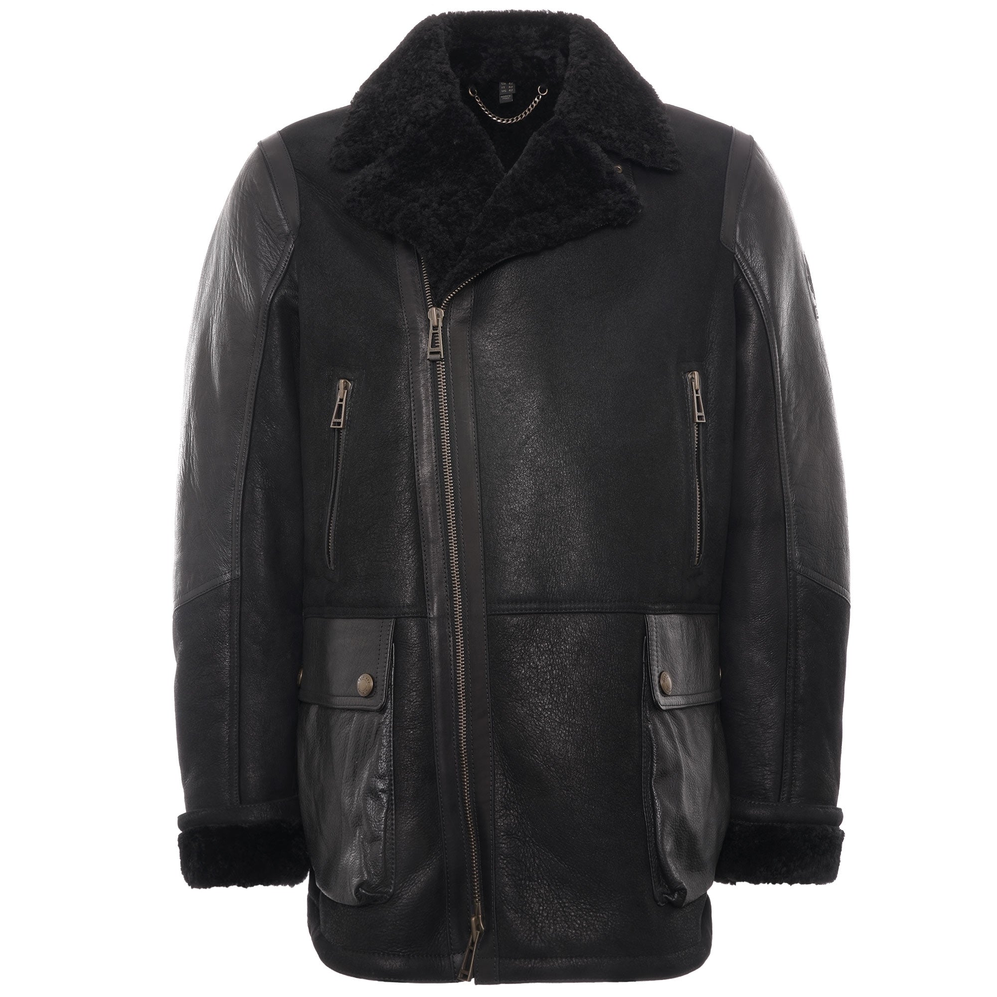 Dennison Jacket Rugged Waxed Shearling - Black