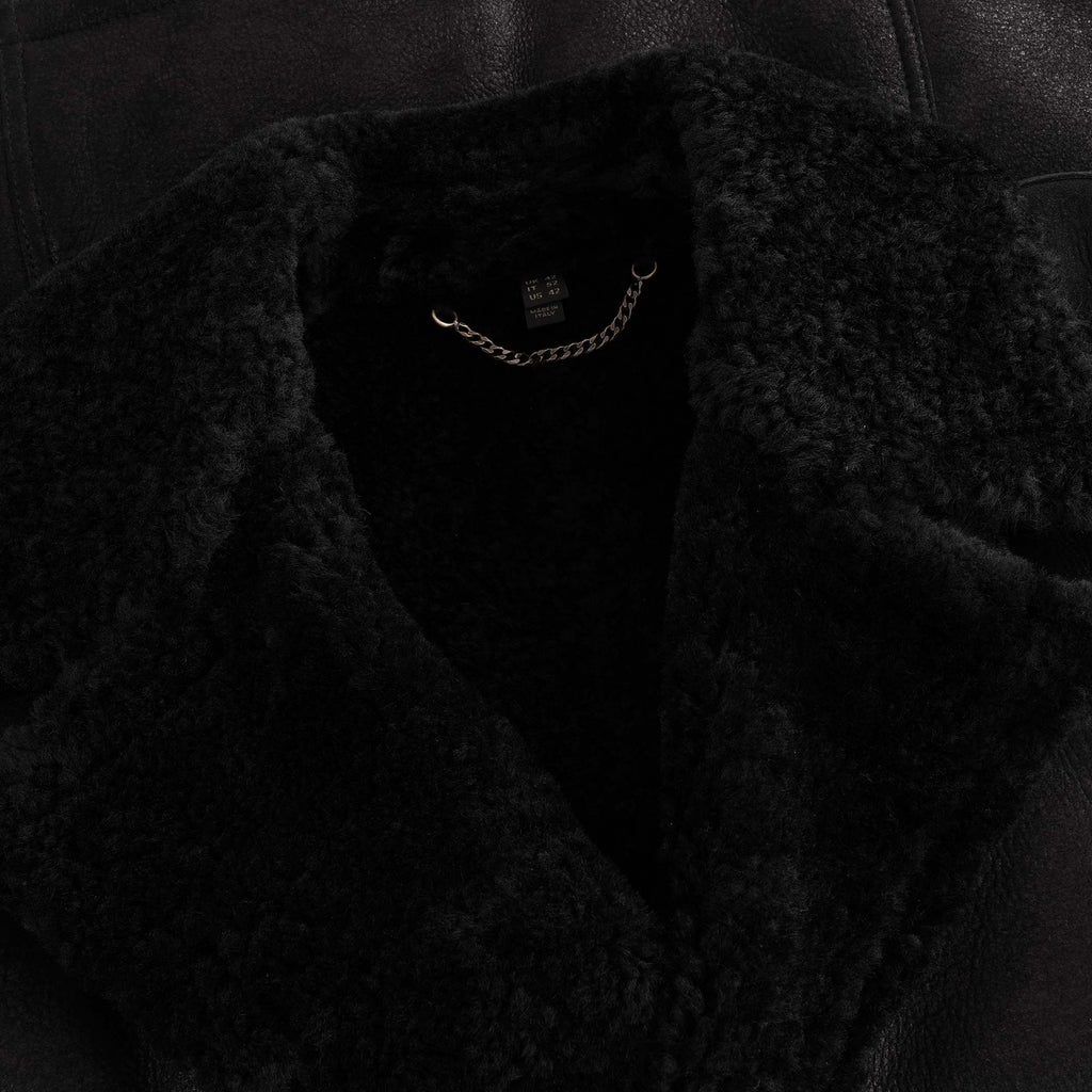 Dennison Jacket Rugged Waxed Shearling - Black