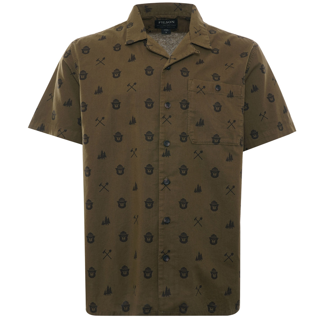 Smokey Bear Camp Shirt - Marsh/Khaki