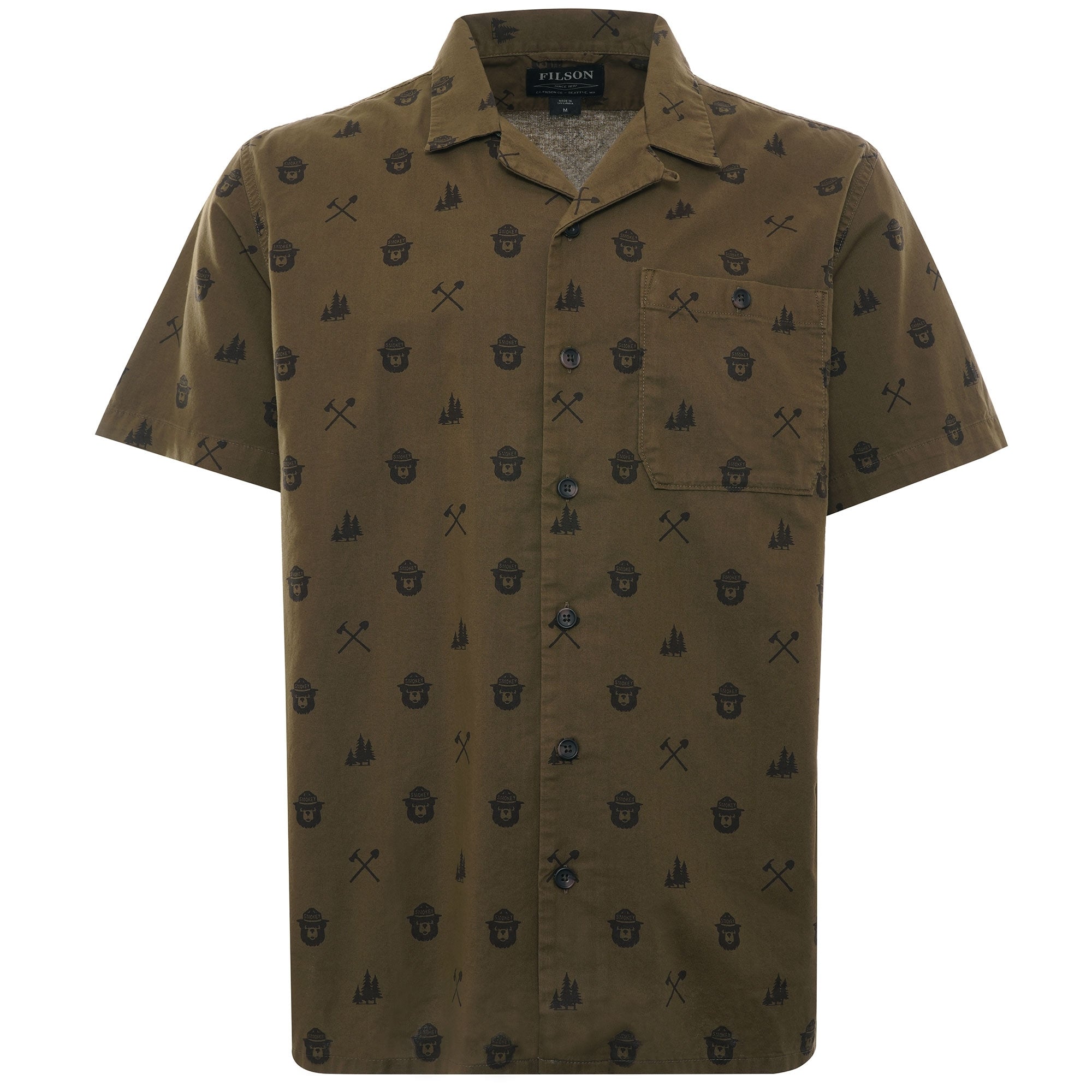 Smokey Bear Camp Shirt - Marsh/Khaki