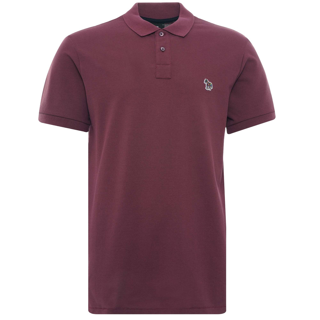 Organic Cotton-Pique Zebra Polo Shirt - Damson
