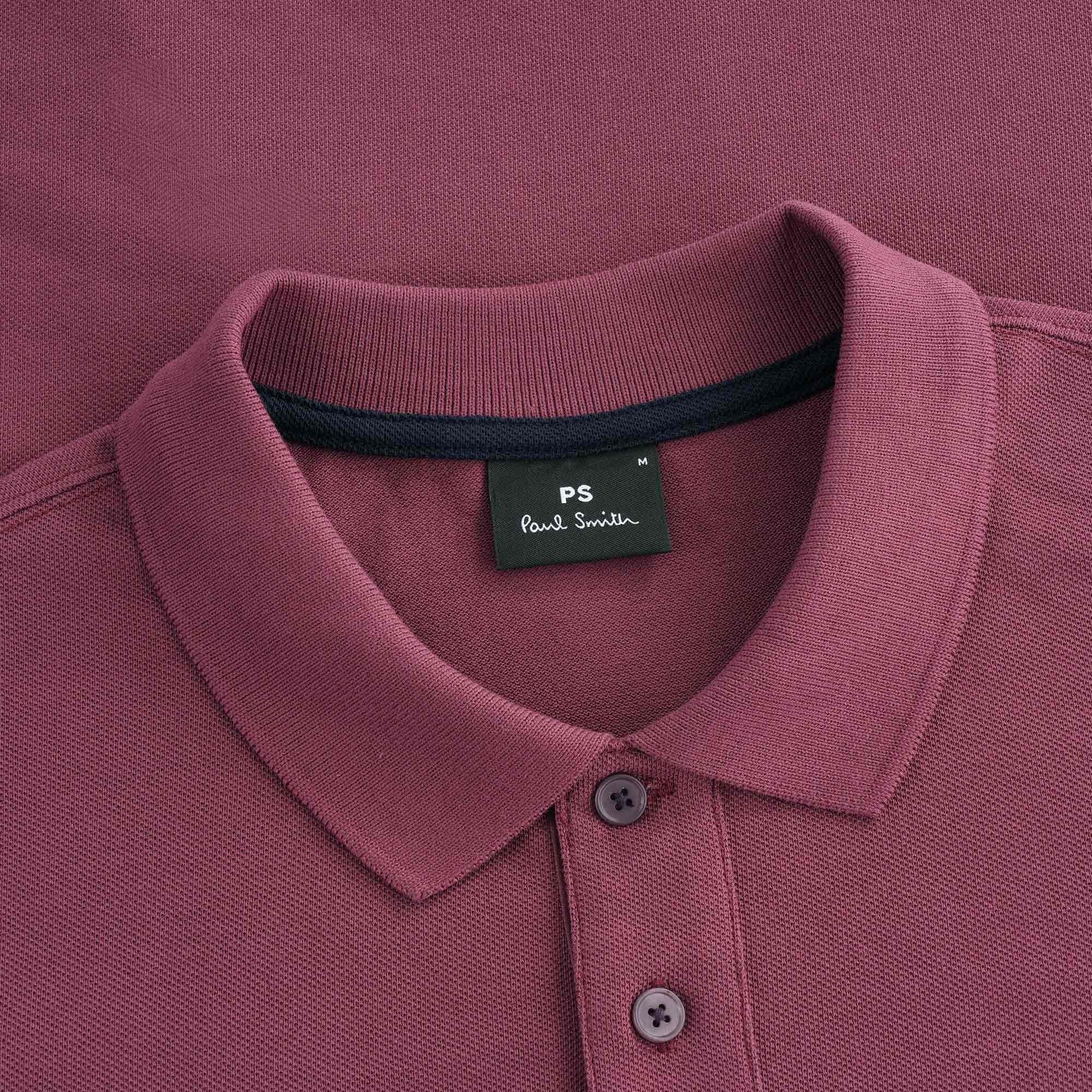 Organic Cotton-Pique Zebra Polo Shirt - Damson