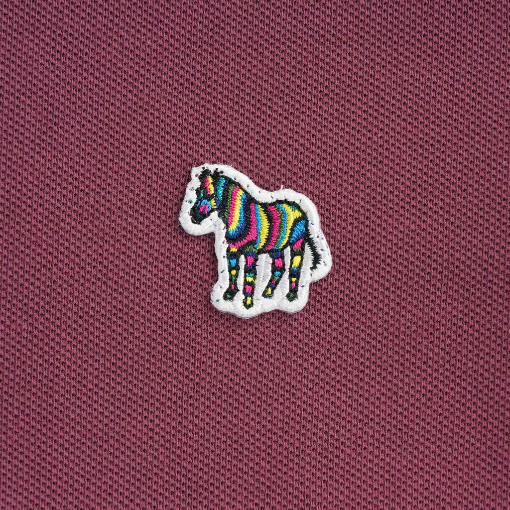 Organic Cotton-Pique Zebra Polo Shirt - Damson