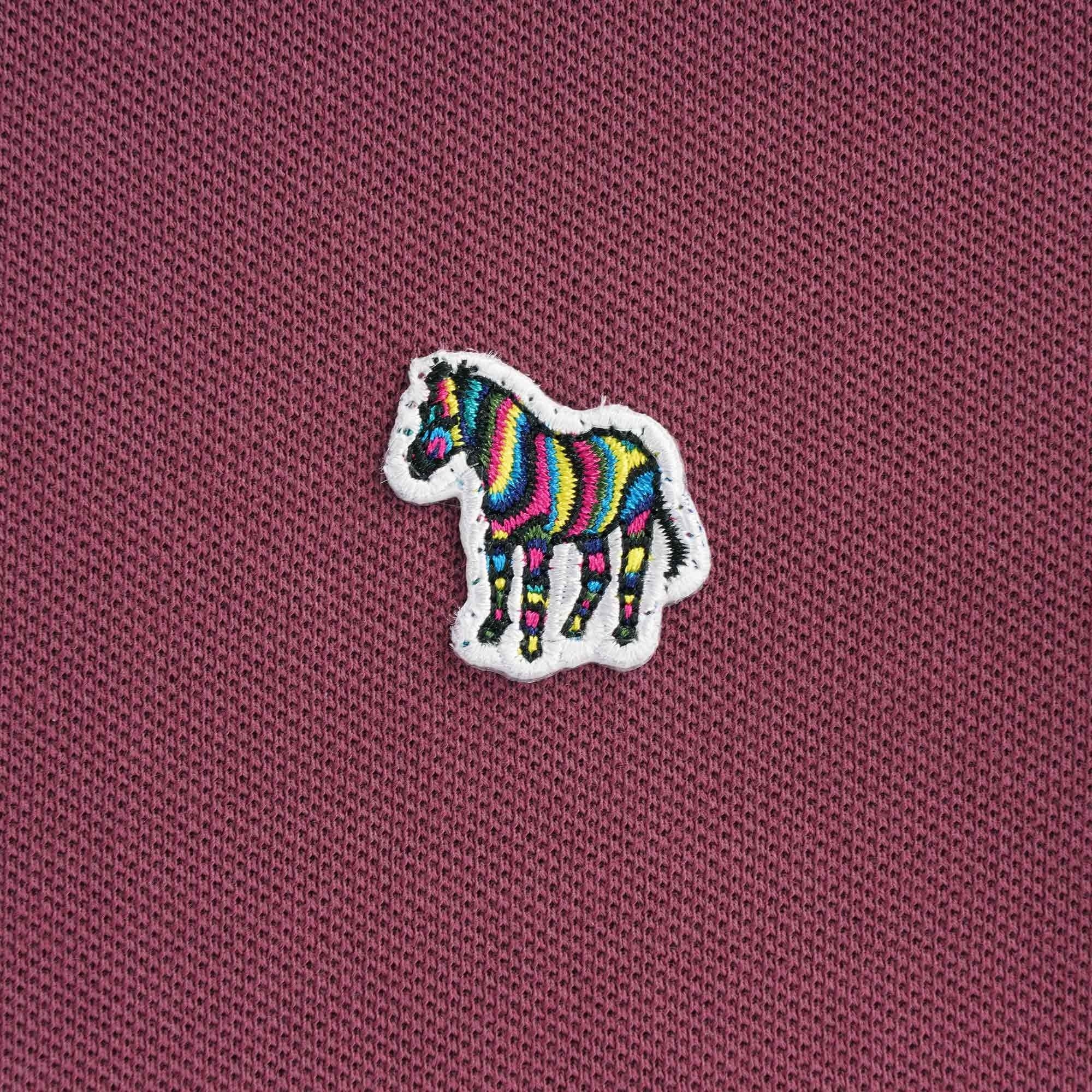 Organic Cotton-Pique Zebra Polo Shirt - Damson
