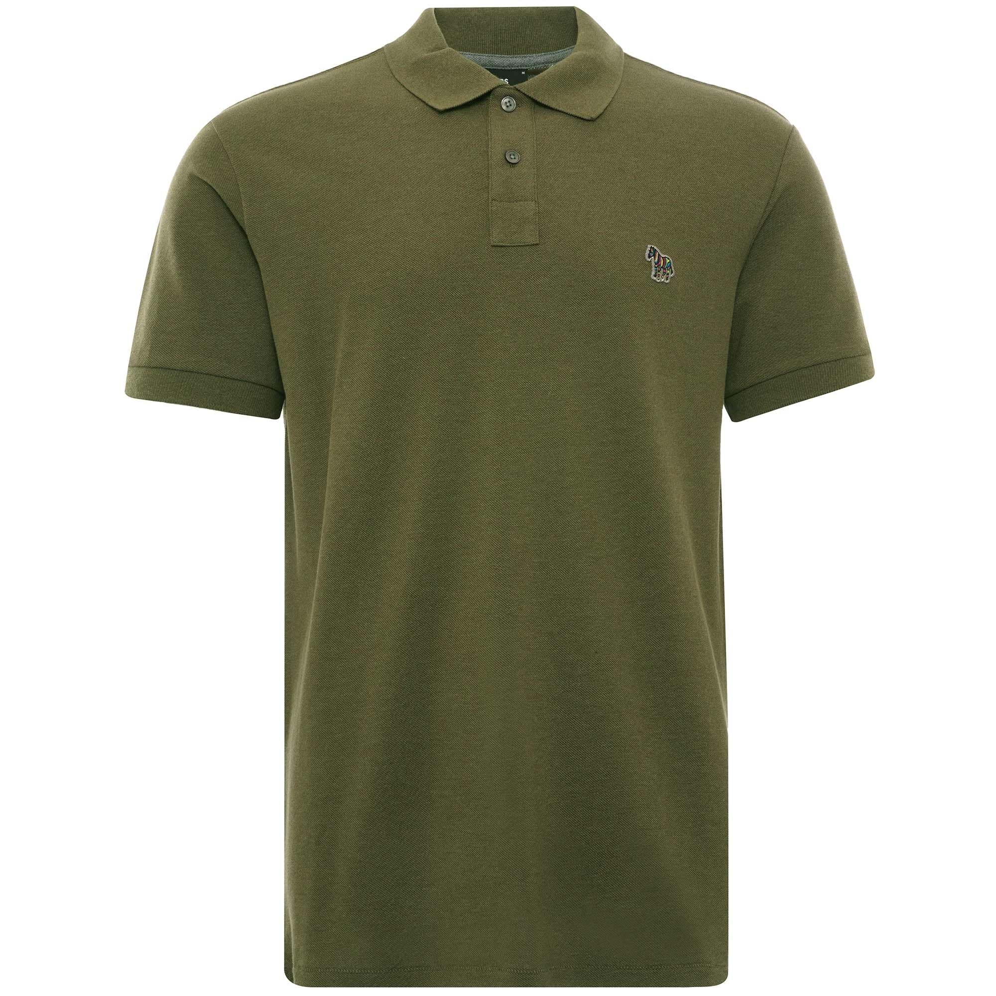 Organic Cotton-Pique Zebra Polo Shirt - Khaki