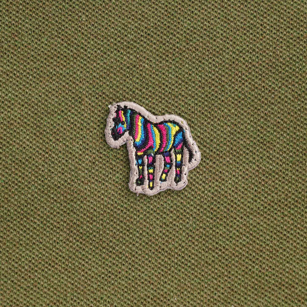 Organic Cotton-Pique Zebra Polo Shirt - Khaki