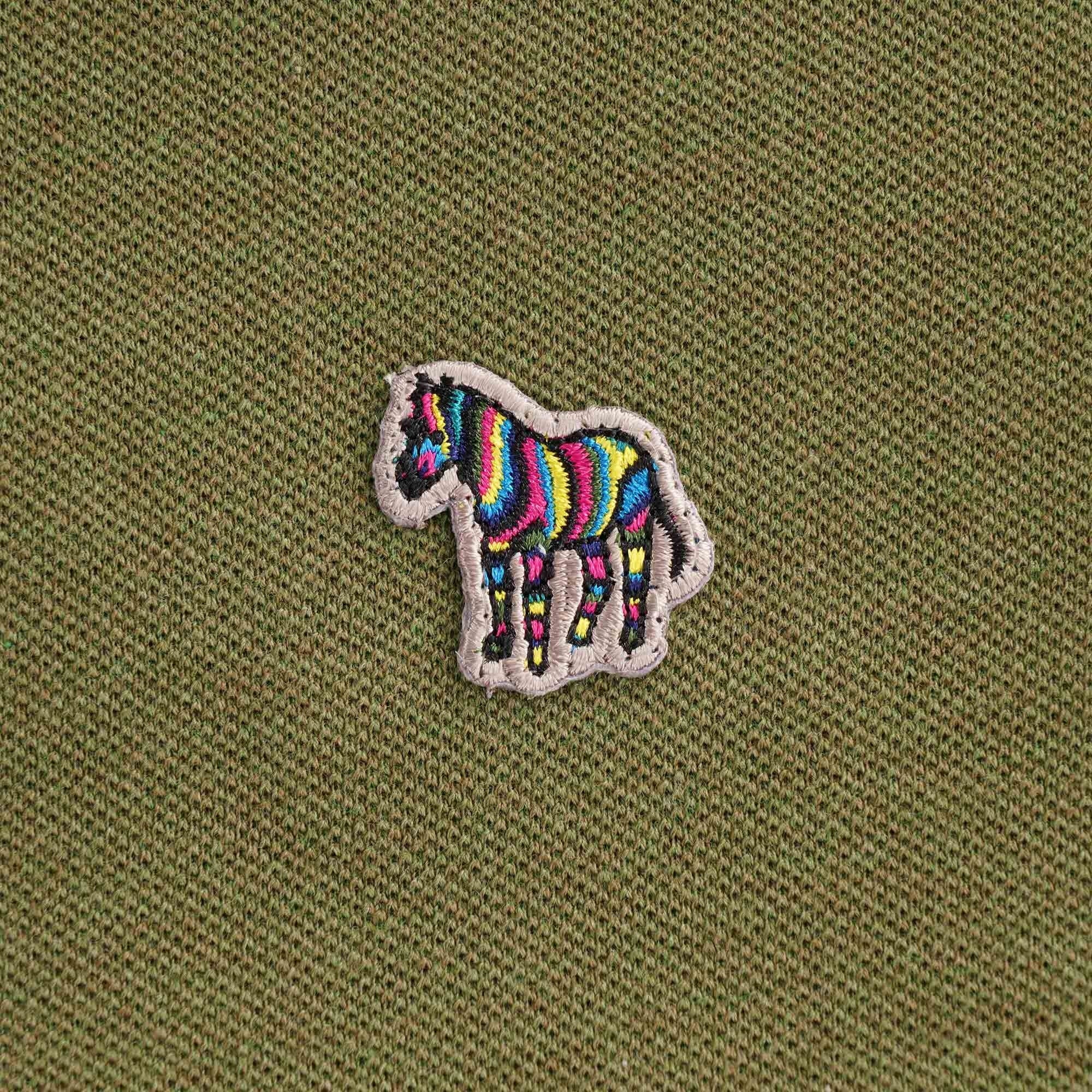 Organic Cotton-Pique Zebra Polo Shirt - Khaki