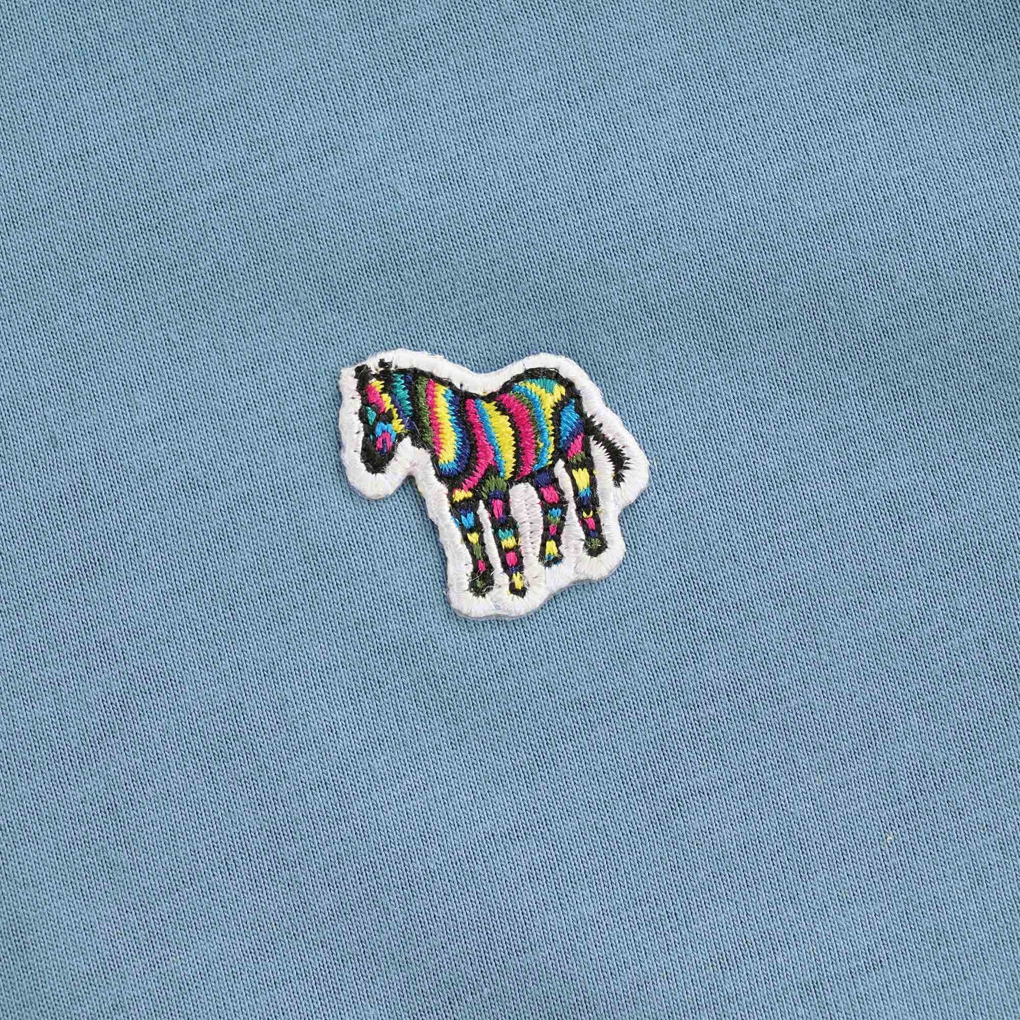 Organic-Cotton Zebra Logo T-Shirt - Blue