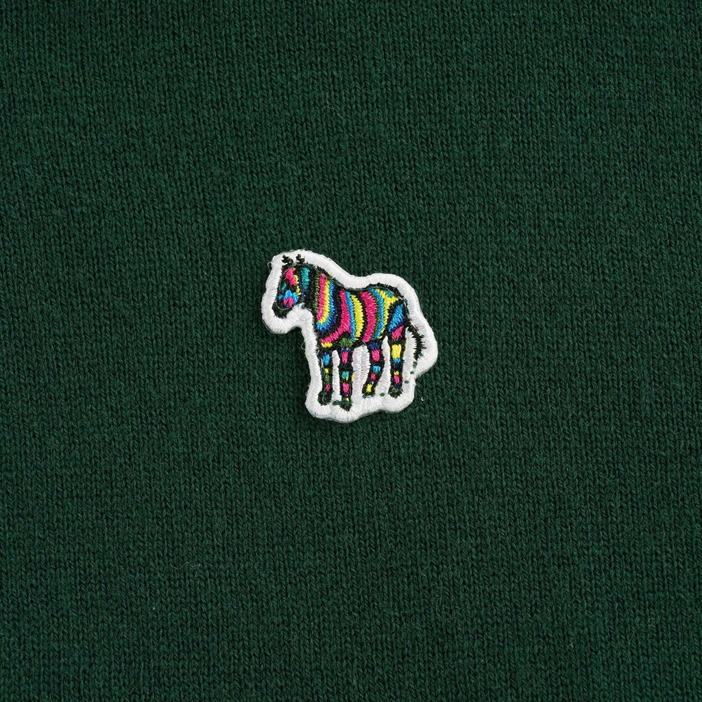 Zebra Logo Cotton-Blend Zip-Neck Jumper - Bottle Green