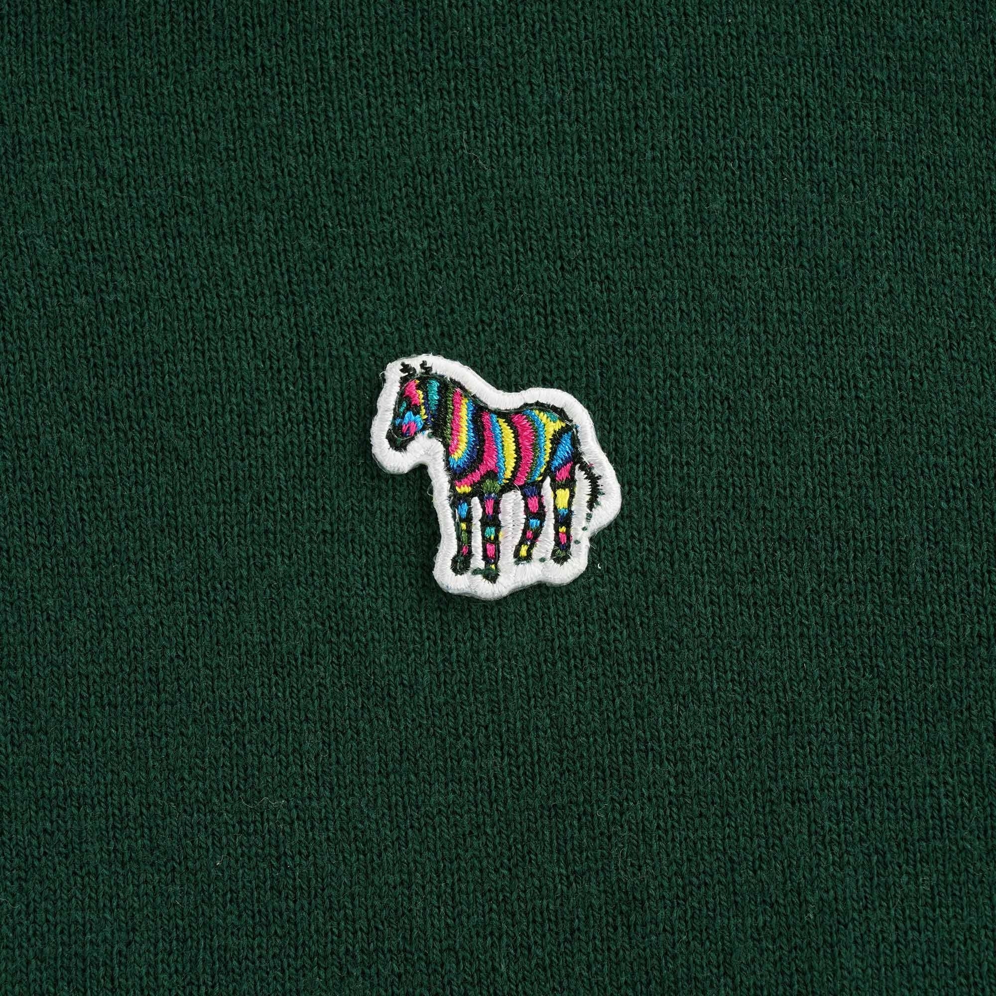 Zebra Logo Cotton-Blend Zip-Neck Jumper - Bottle Green