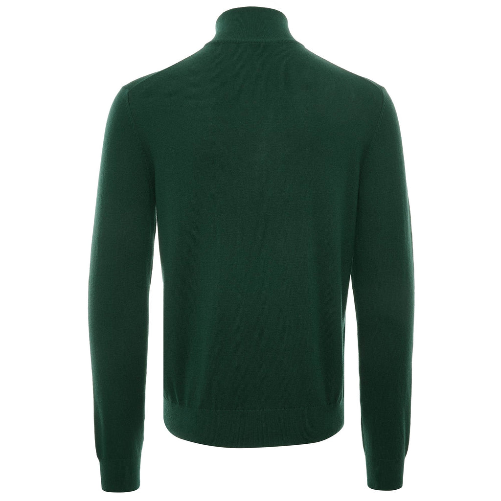 Zebra Logo Cotton-Blend Zip-Neck Jumper - Bottle Green