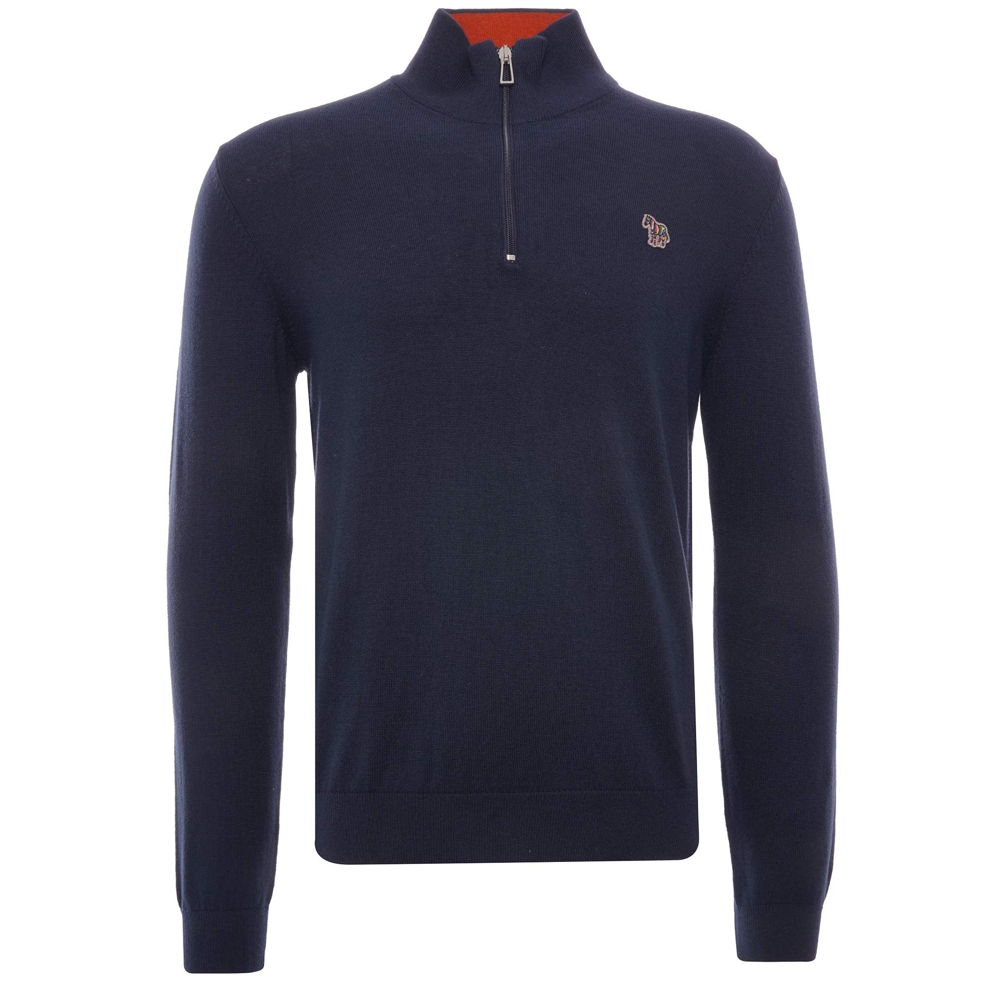 Zebra Logo Cotton-Blend Zip-Neck Jumper - Dark Navy