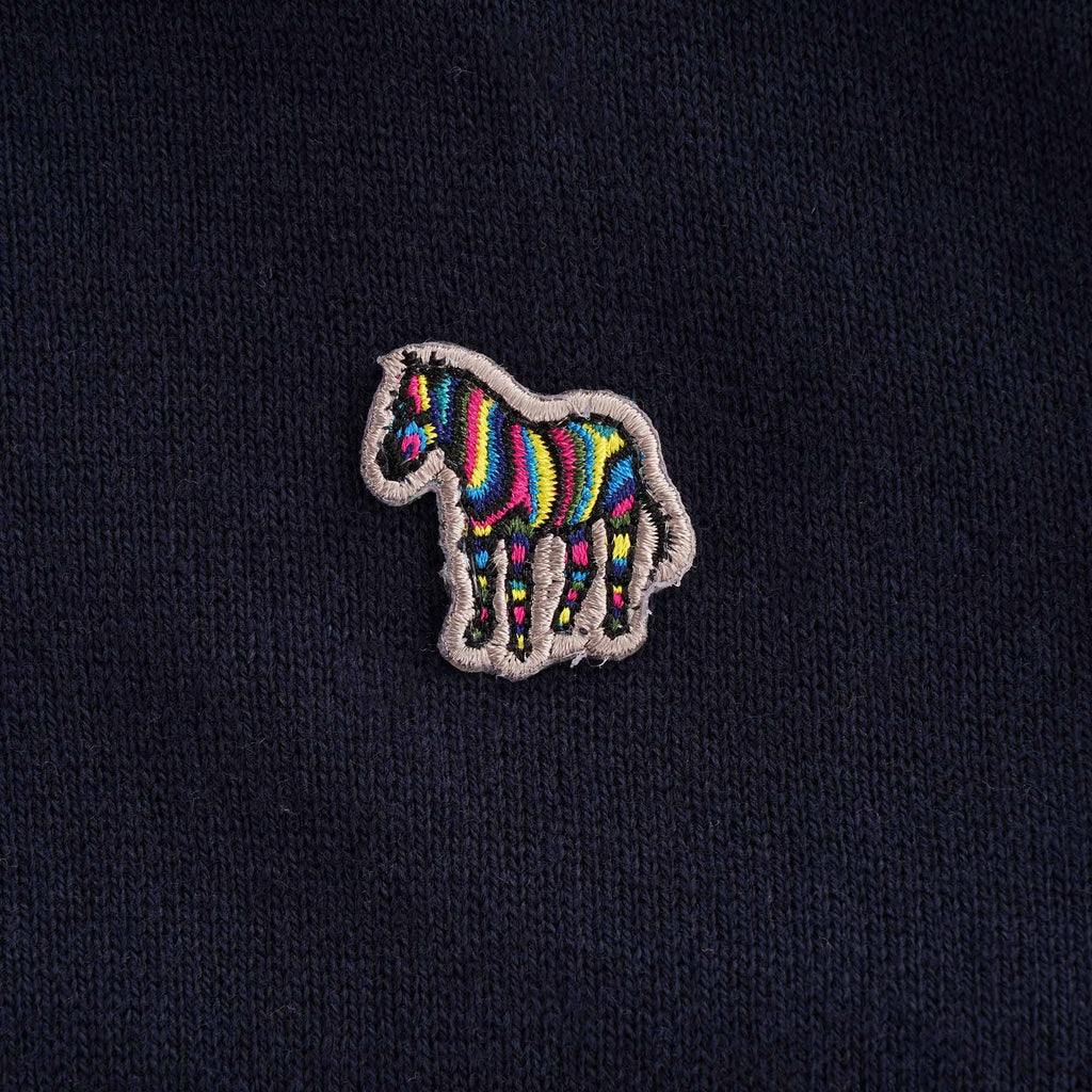 Zebra Logo Cotton-Blend Zip-Neck Jumper - Dark Navy