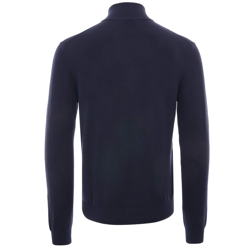 Zebra Logo Cotton-Blend Zip-Neck Jumper - Dark Navy