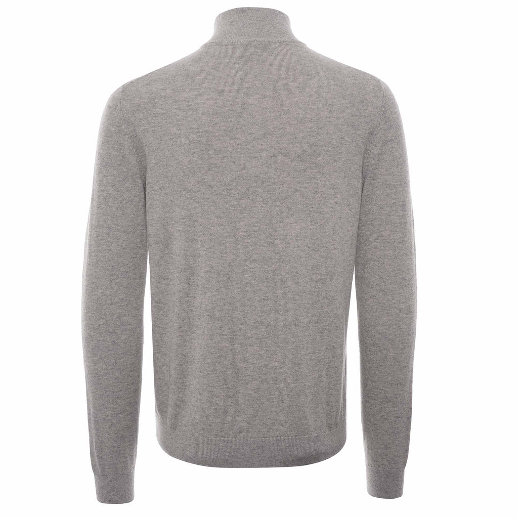 Zebra Logo Cotton-Blend Zip-Neck Jumper - Grey