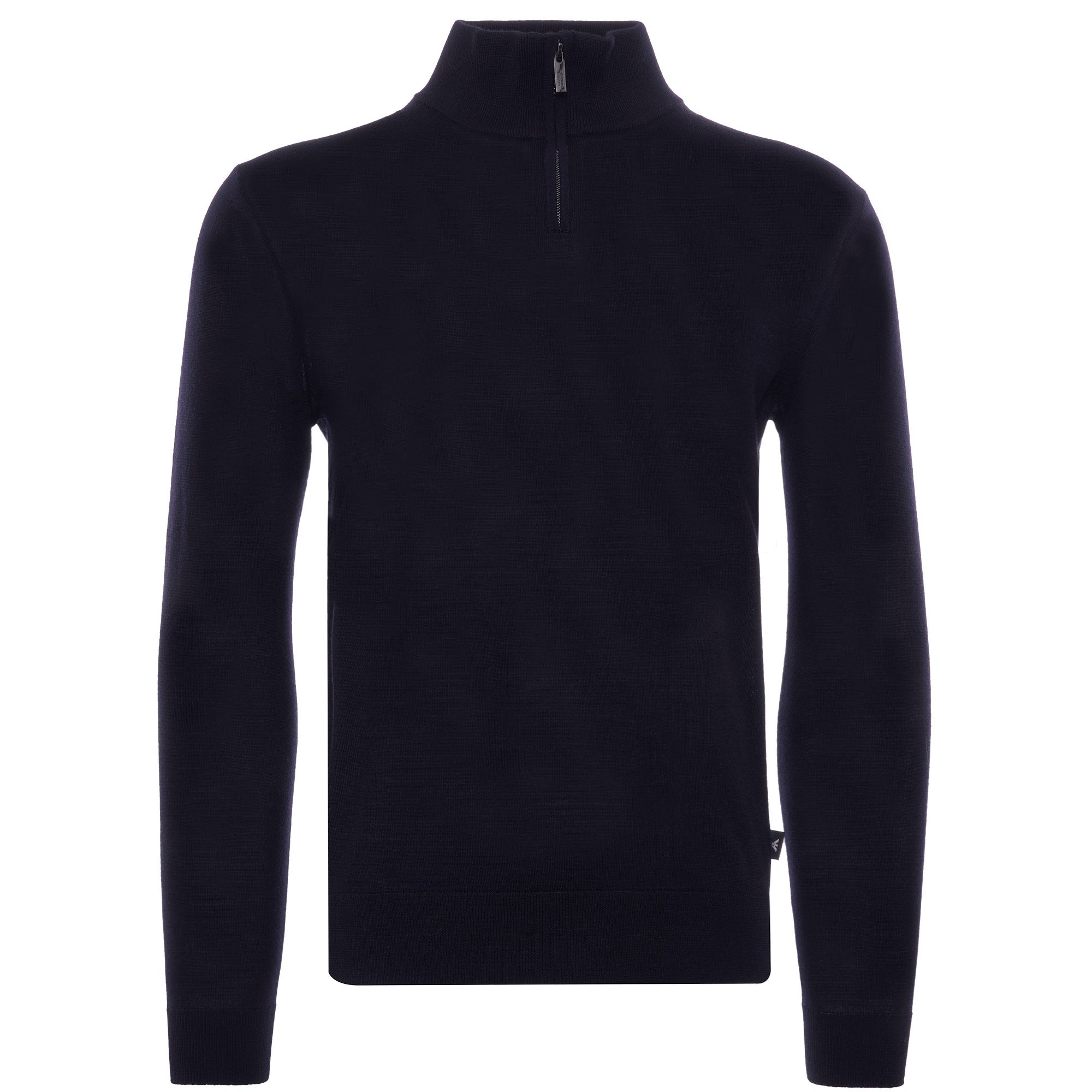 Virgin Wool Zip Neck Jumper - Blu Navy