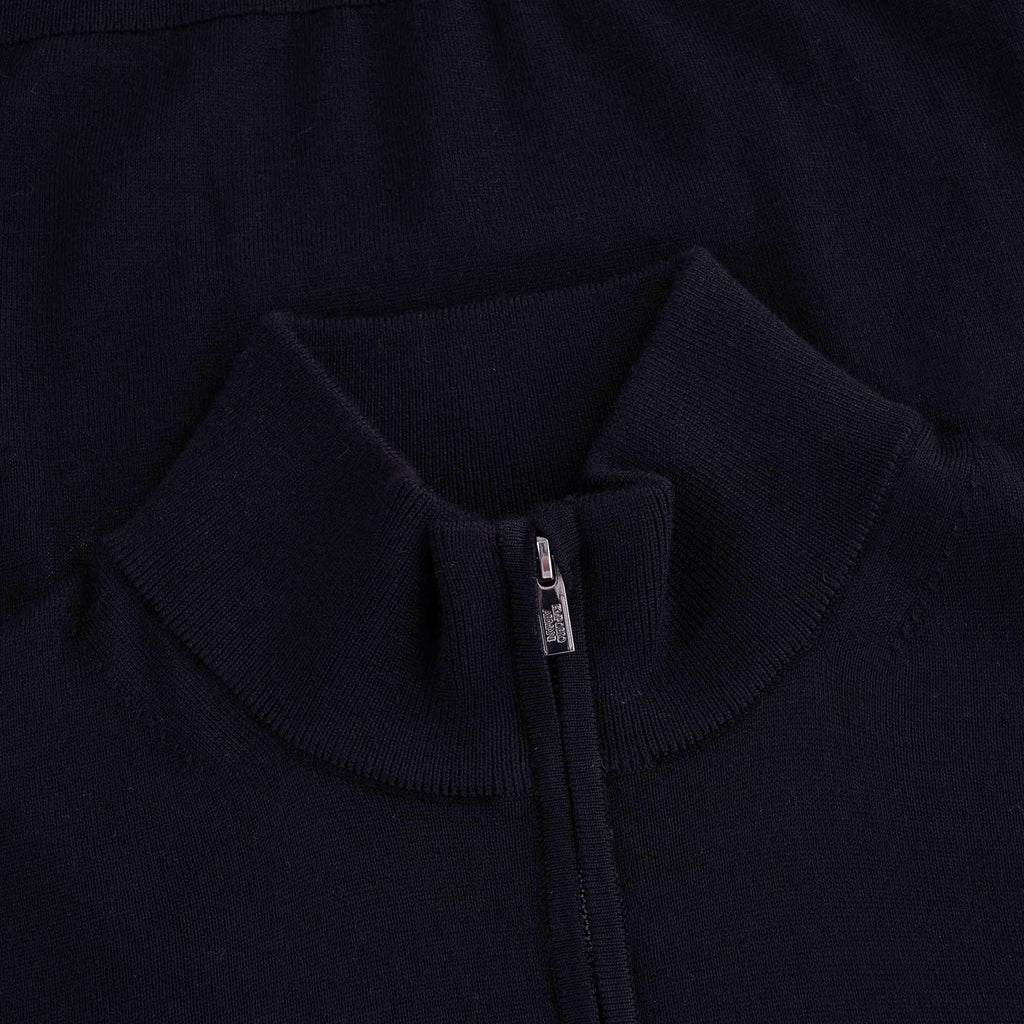 Virgin Wool Zip Neck Jumper - Blu Navy