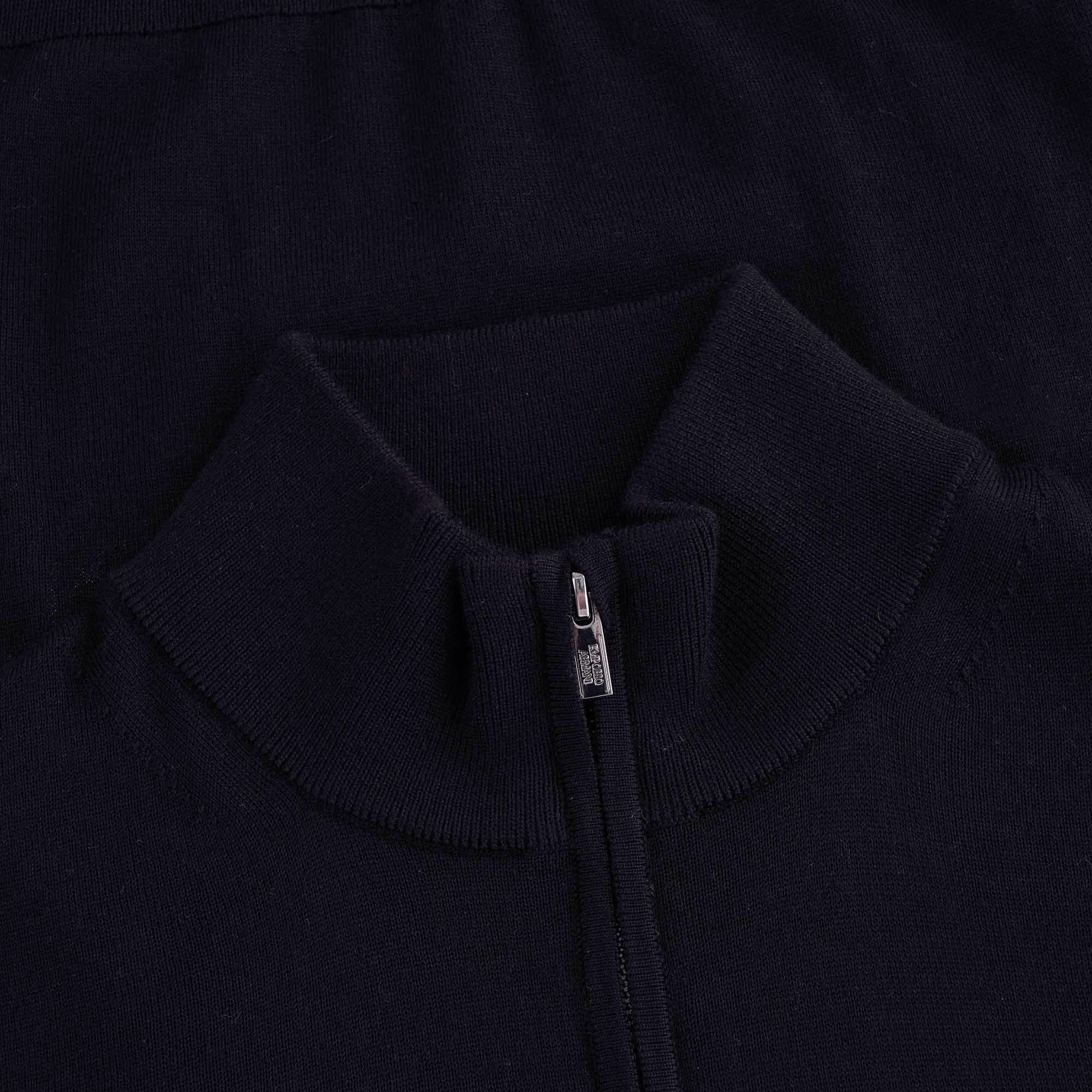 Virgin Wool Zip Neck Jumper - Blu Navy