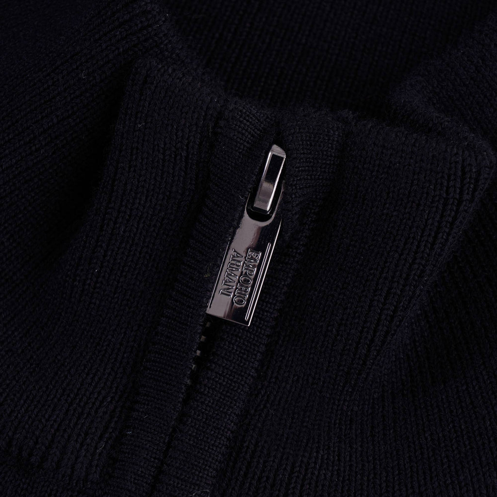Virgin Wool Zip Neck Jumper - Blu Navy